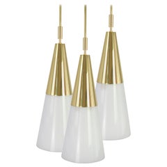 1 of 6 Large Opal Glass Pendant by Limburg, Germany, 1970s