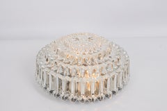 1 of 6 Large Round Textured Glass Flushmount by Limburg, Germany, 1970s