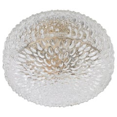 1 of 6 Large Round Textured Glass Flushmount by Limburg, Germany, 1970s