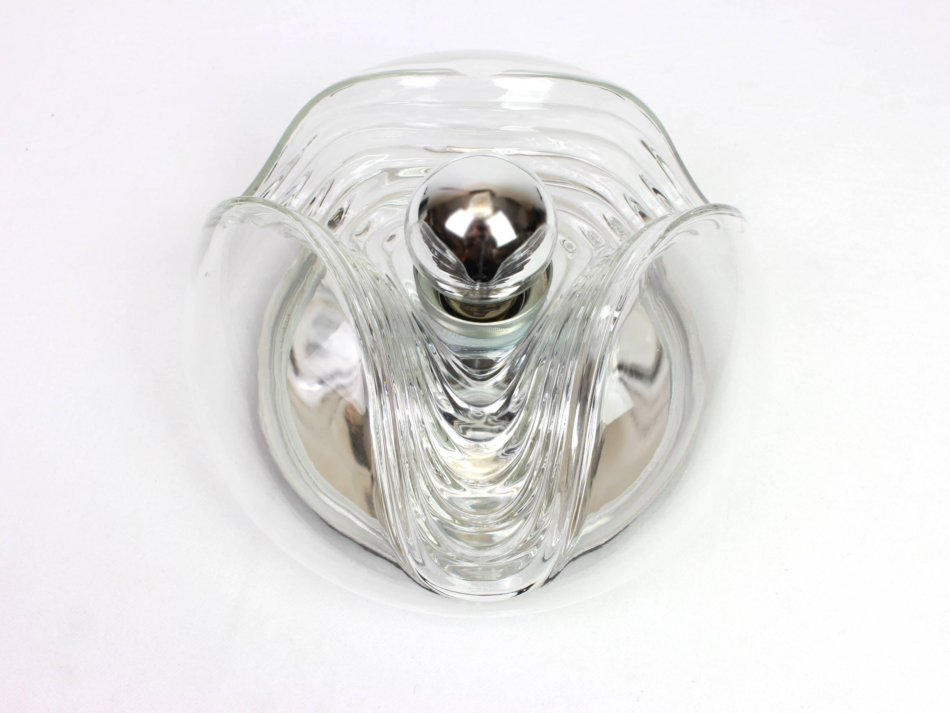 Glass 1 of 6 Large Wall Sconce/Flushmount, Koch & Lowy by Peill & Putzler, Germany For Sale
