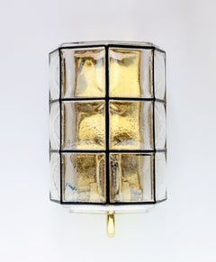 1 of 6 Limburg Vintage Mid-Century Iron Brass & Bubble Glass Wall Lights Sconces
