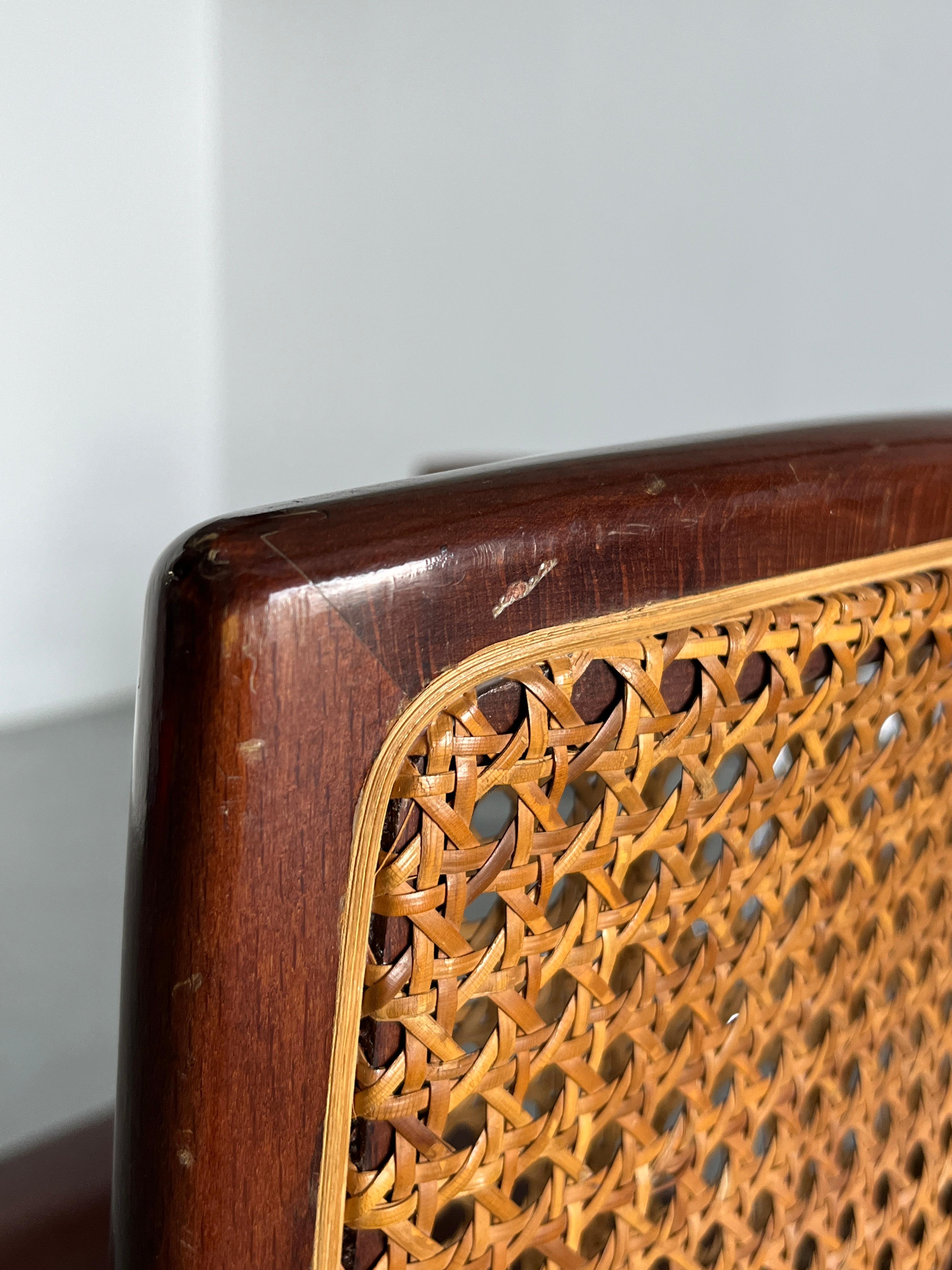 1 of 6 Mid-Century Dining Chairs in Bent Tubular Steel and Wicker Cane, 1960s 11