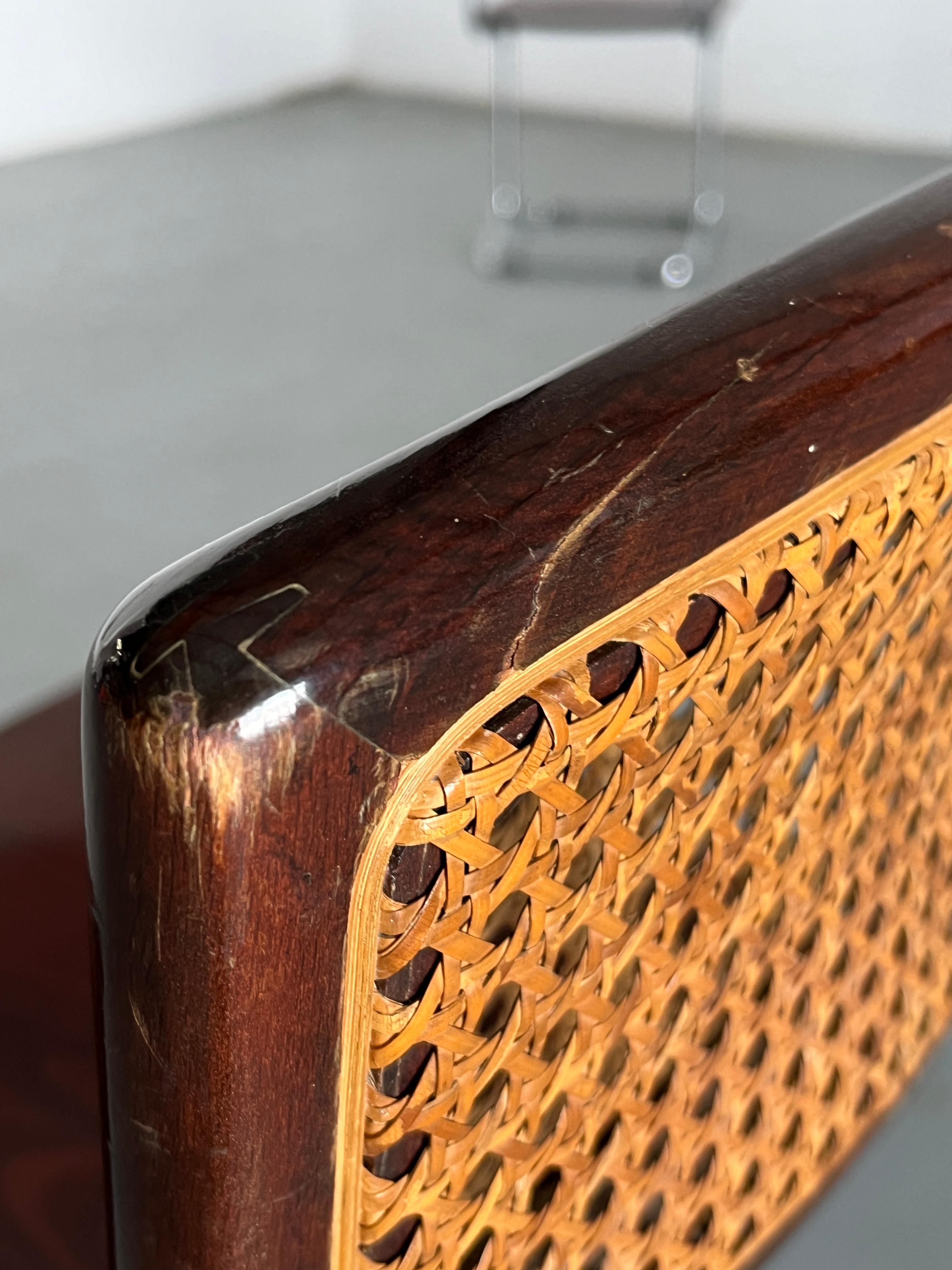 1 of 6 Mid-Century Dining Chairs in Bent Tubular Steel and Wicker Cane, 1960s 12