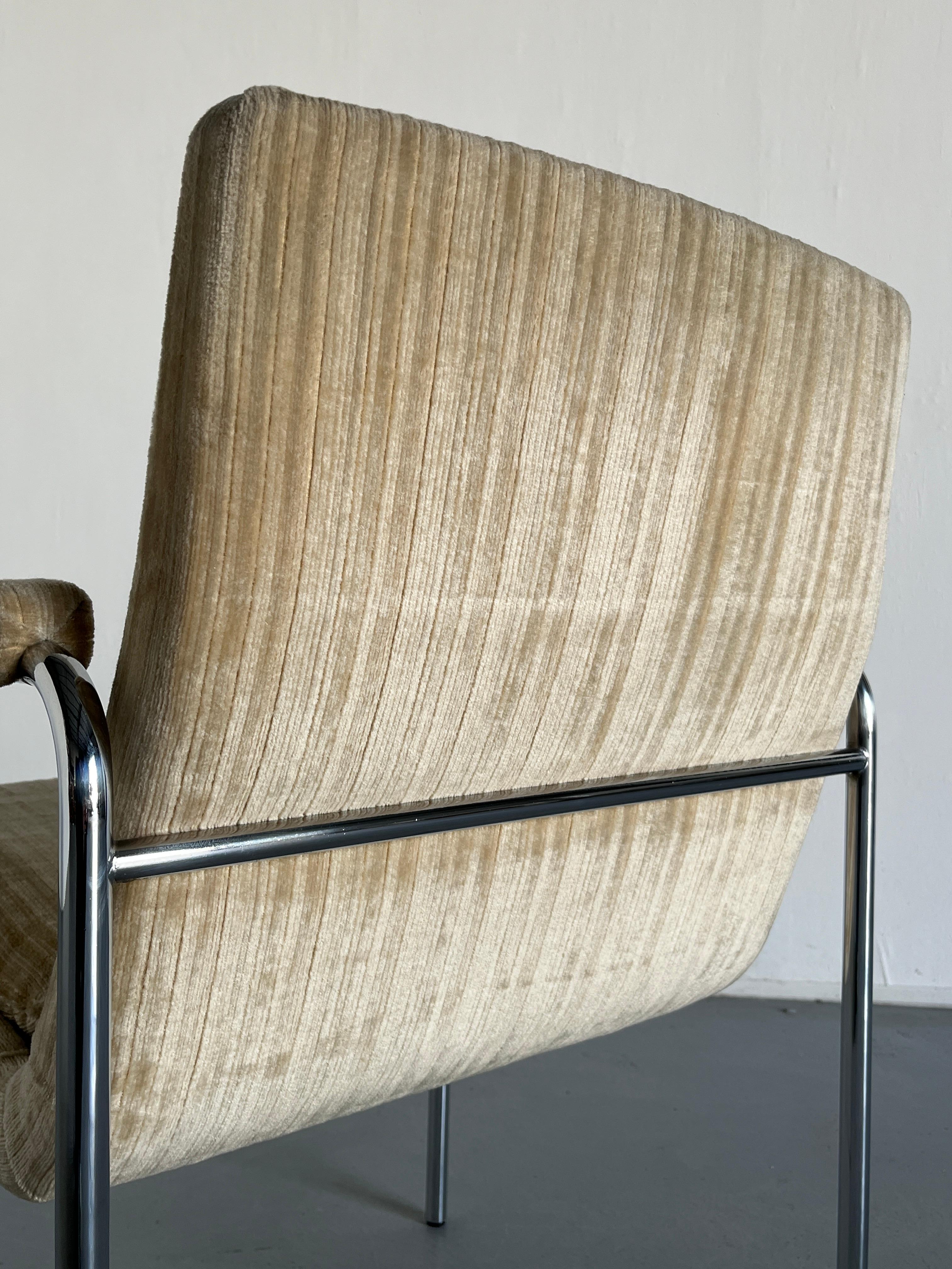 1 of 6 Mid-Century Modern Chromed Steel and Upholstery Armchairs, Germany 1970s 4