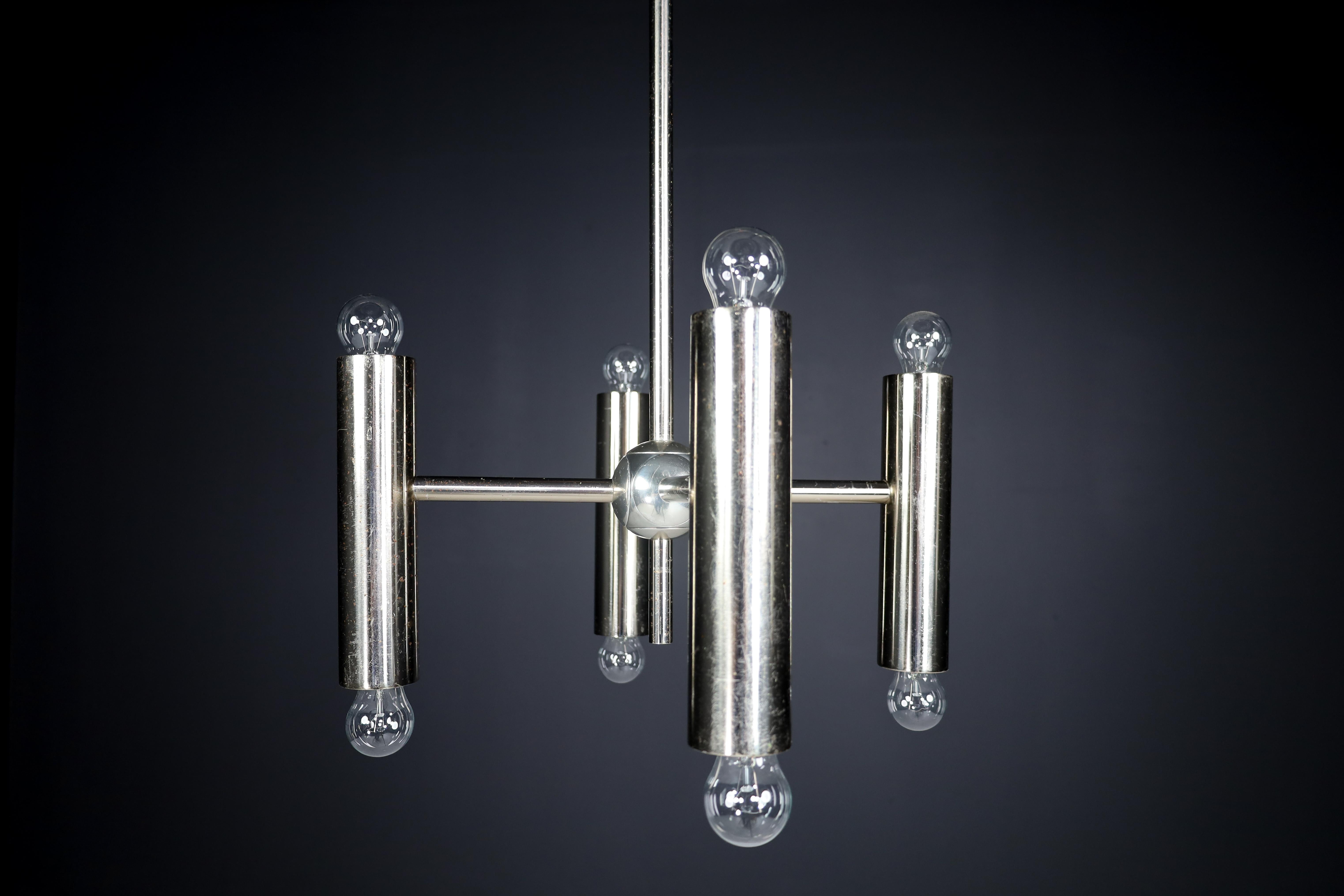 1 of 6 Minimalistic Design Geometric Chandeliers in Chrome, Germany, 1970s For Sale 5