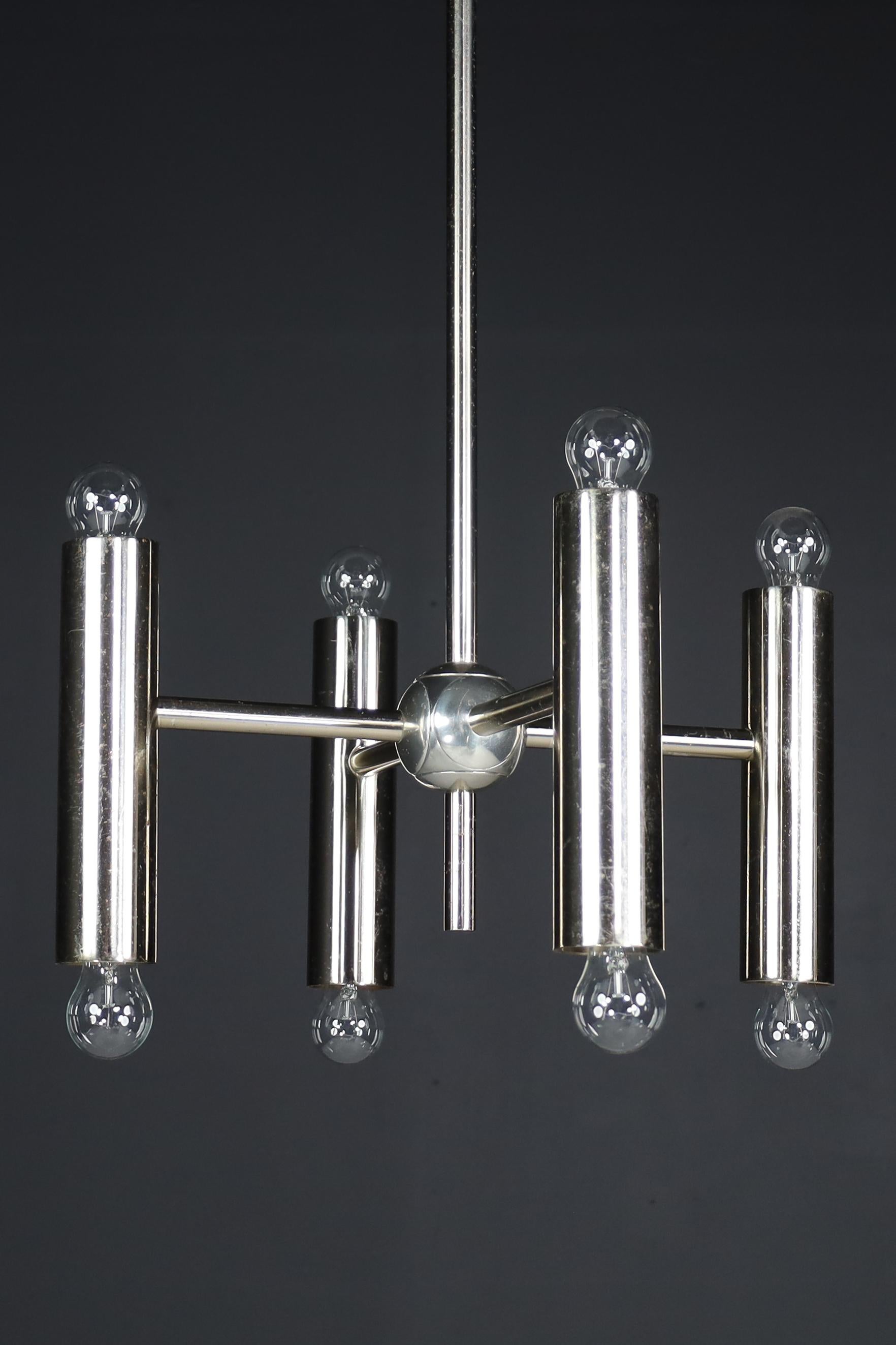1 of 6 Minimalistic Design Geometric Chandeliers in Chrome, Germany, 1970s For Sale 9