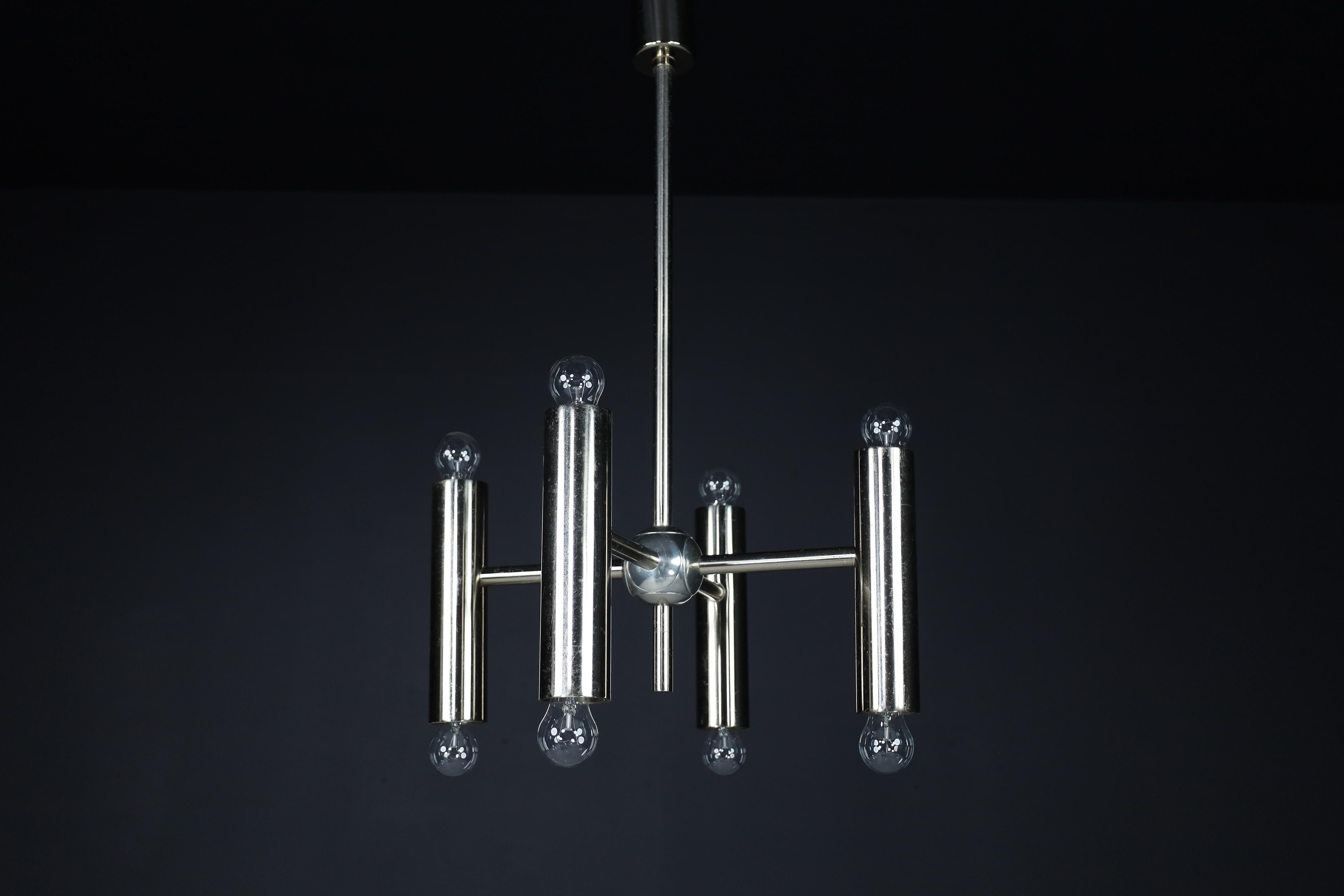 1 of 6 Minimalistic Design Geometric Chandeliers in Chrome, Germany, 1970s For Sale 1