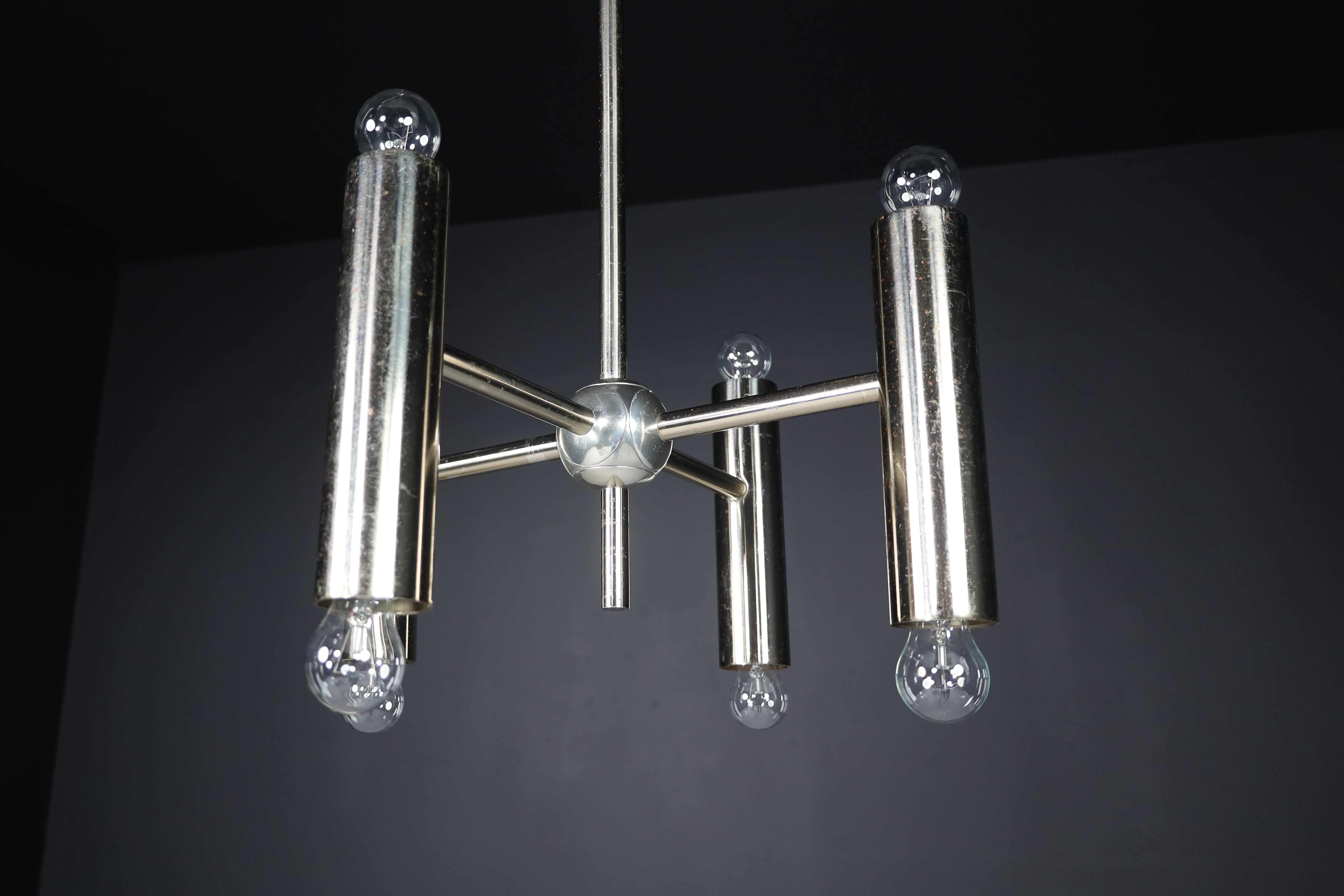 1 of 6 Minimalistic Design Geometric Chandeliers in Chrome, Germany, 1970s For Sale 3
