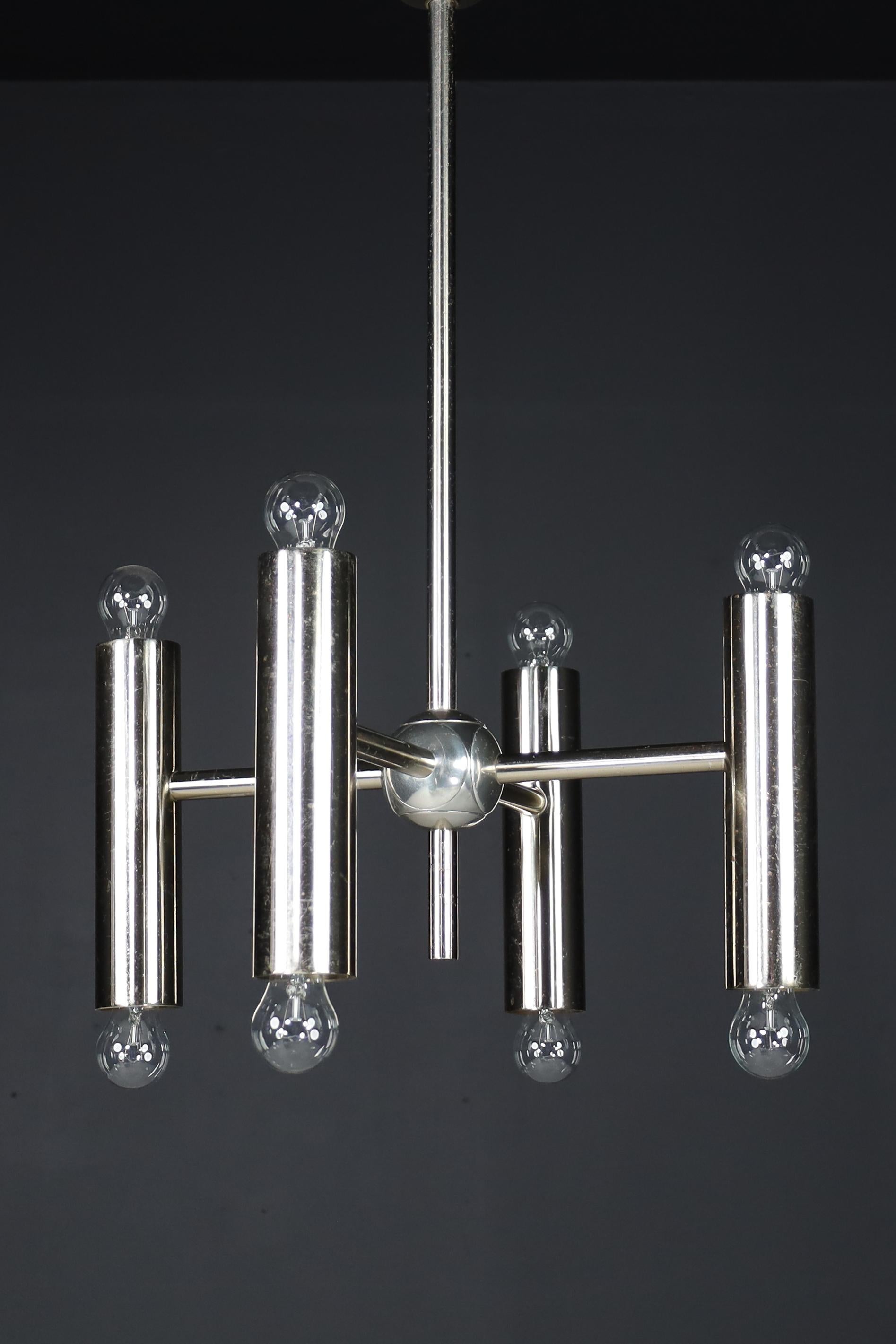 1 of 6 Minimalistic Design Geometric Chandeliers in Chrome, Germany, 1970s For Sale 4