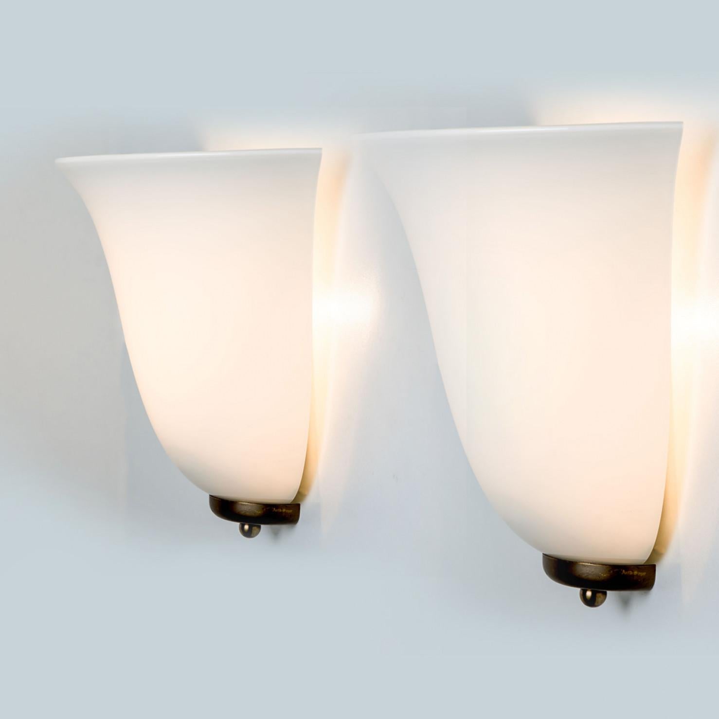 Mid-20th Century 1 of 6 Opal Wall Lights by Doria Leuchten, 1960s For Sale