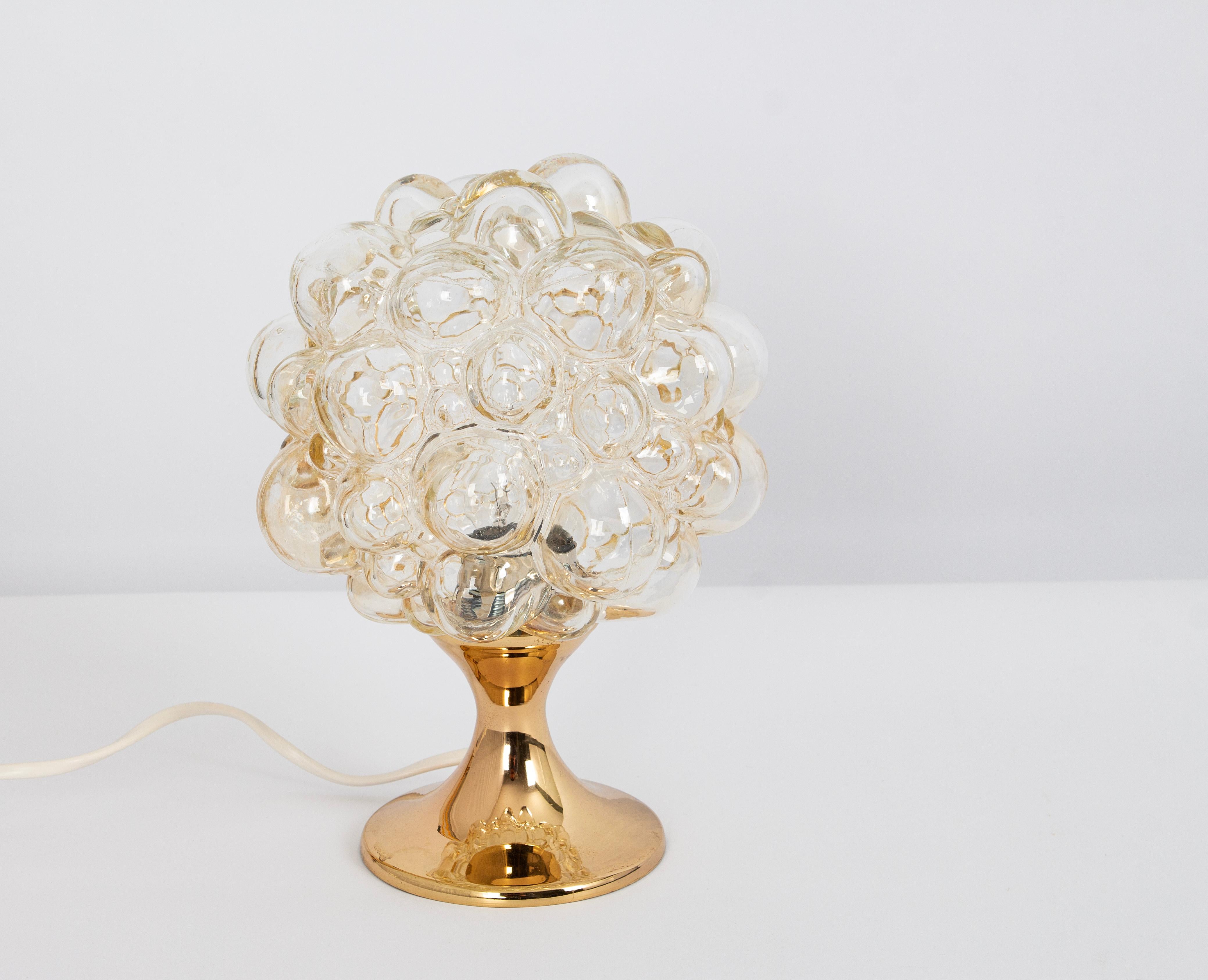 Fin du 20e siècle 1 des 6 petites lampes de bureau en verre bullé ambré, Allemagne, années 1970 en vente
