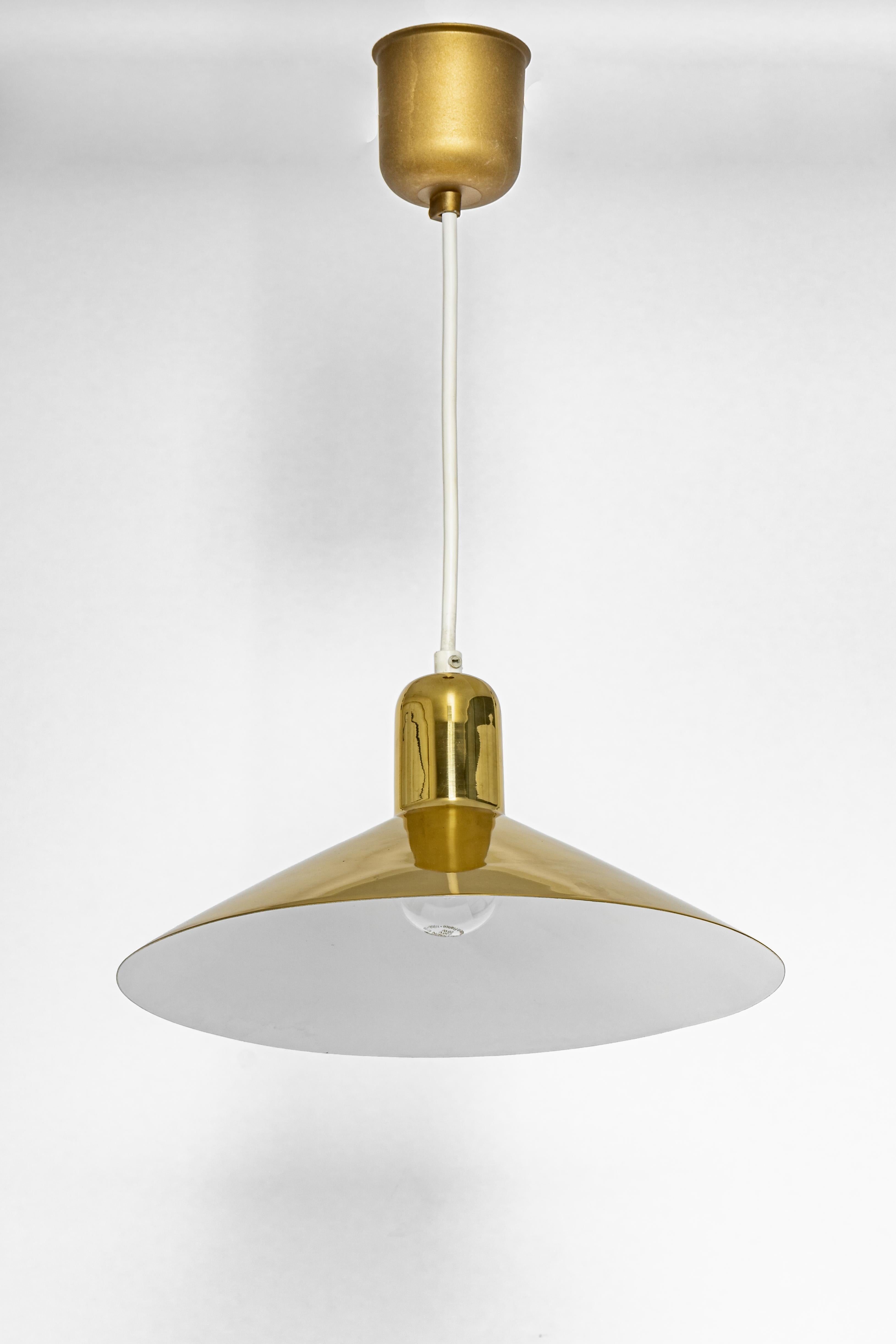 Mid-Century Modern 1 of 6 Petite Brass Pendant Light by Florian Schulz, Germany For Sale