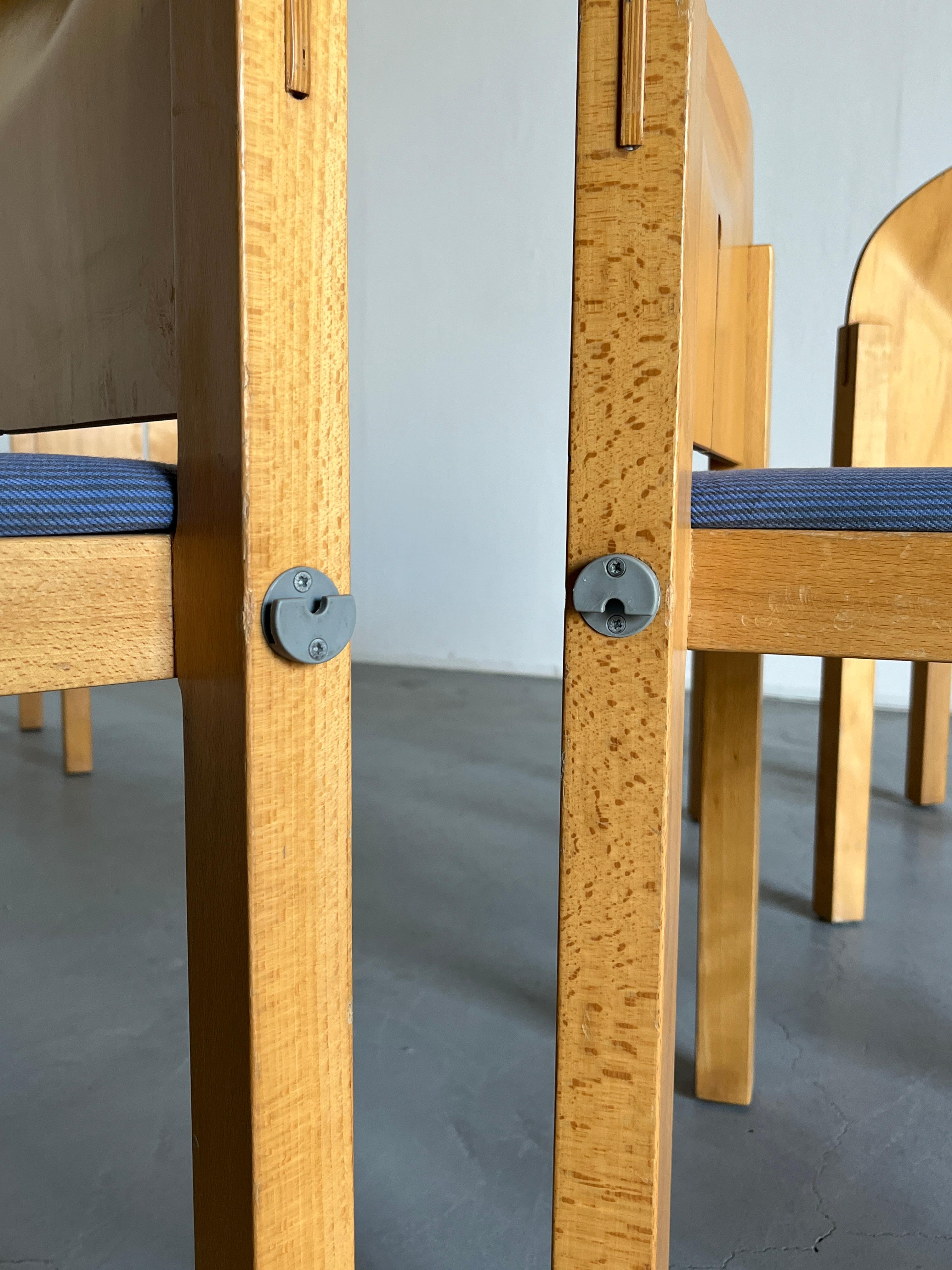 1 von 6 postmodernen stapelbaren Holzstühlen aus Holz von Arno Votteler, 80er Jahre, Deutschland 3