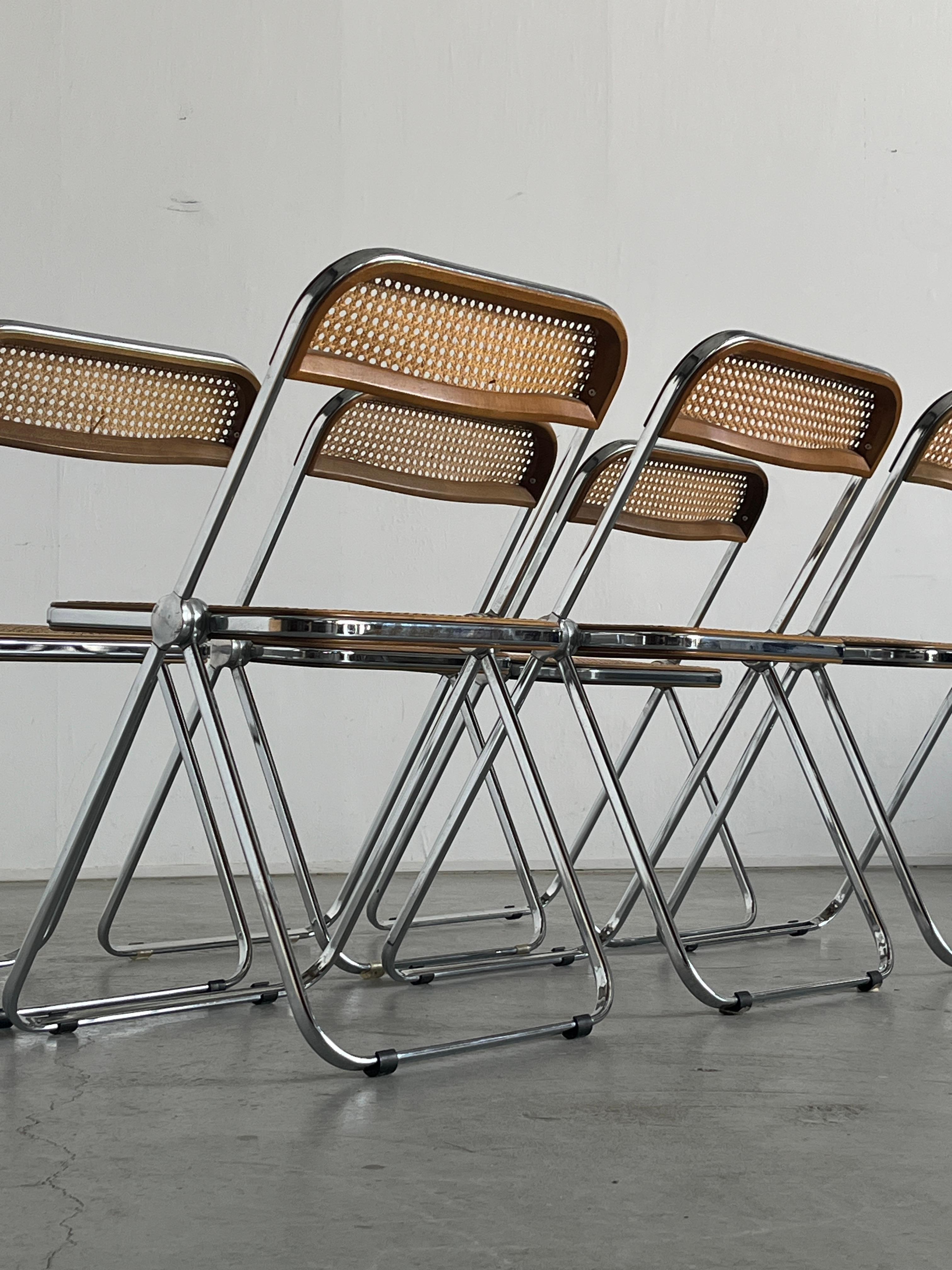 1 von 6 Seltene Vintage 'Cane 'Plia' Stühle von Giancarlo Piretti, 1990er Jahre Italien im Angebot 3