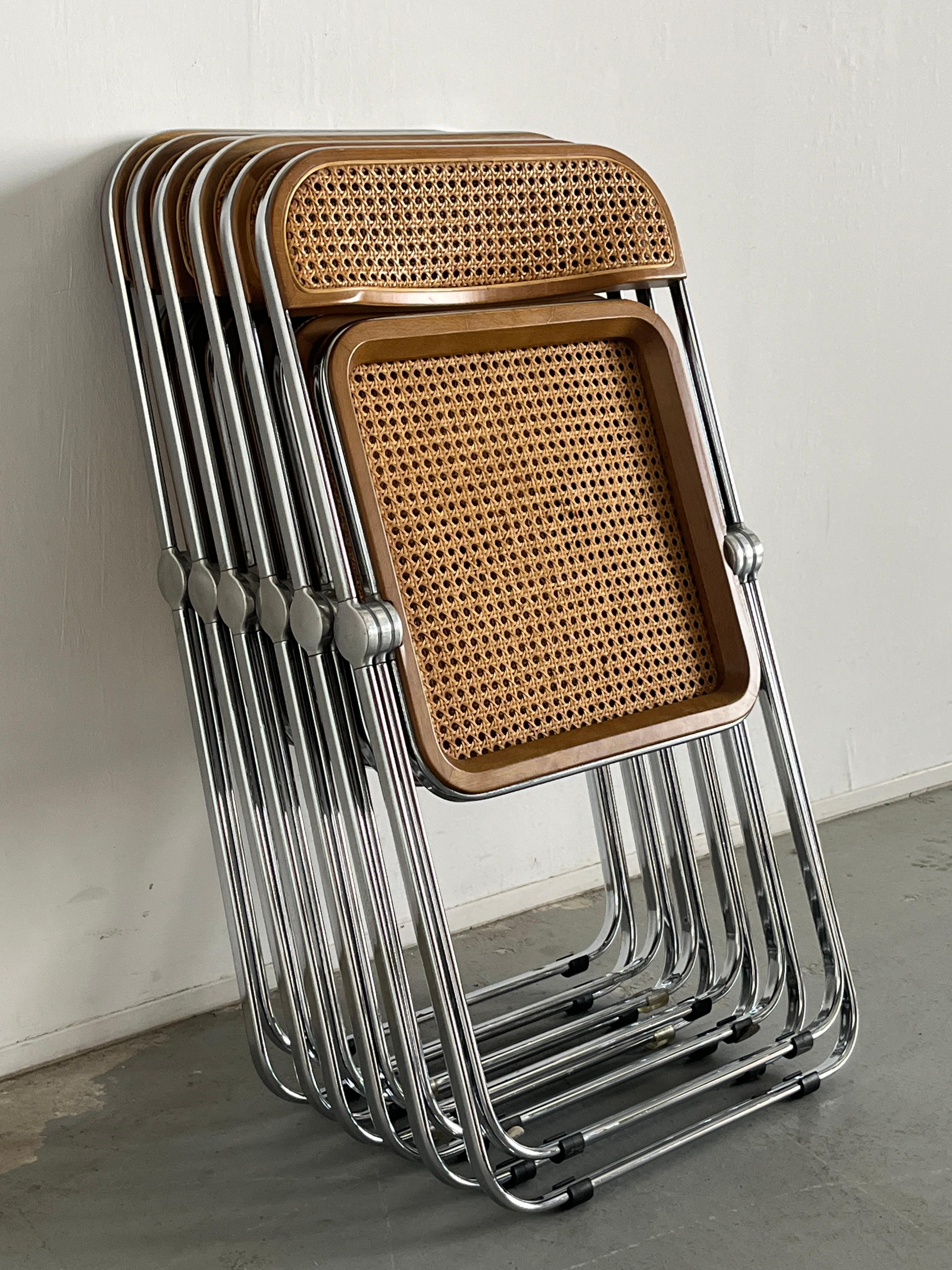 1 von 6 Seltene Vintage 'Cane 'Plia' Stühle von Giancarlo Piretti, 1990er Jahre Italien im Angebot 6