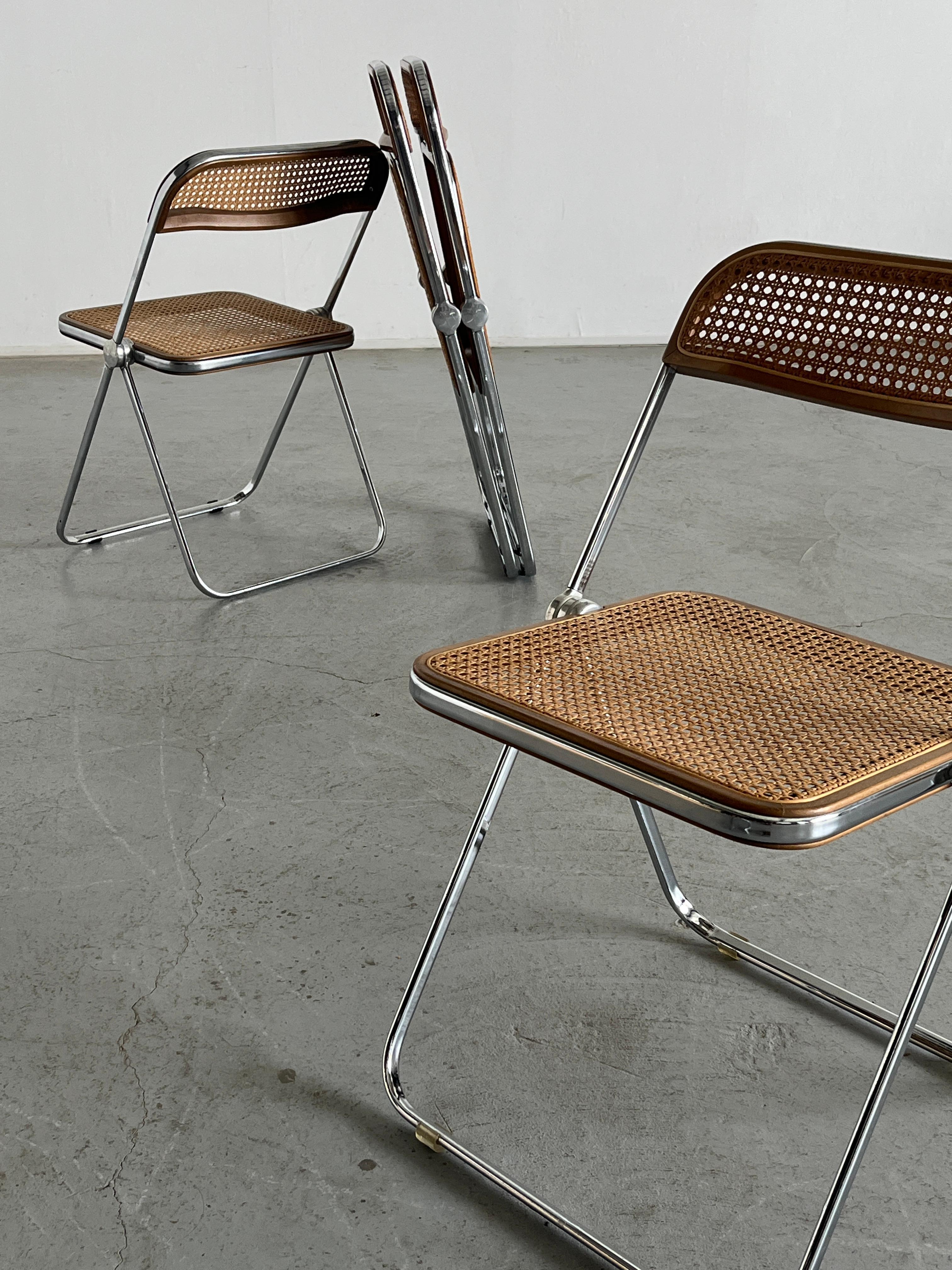 1 von 6 Seltene Vintage 'Cane 'Plia' Stühle von Giancarlo Piretti, 1990er Jahre Italien (Moderne der Mitte des Jahrhunderts) im Angebot