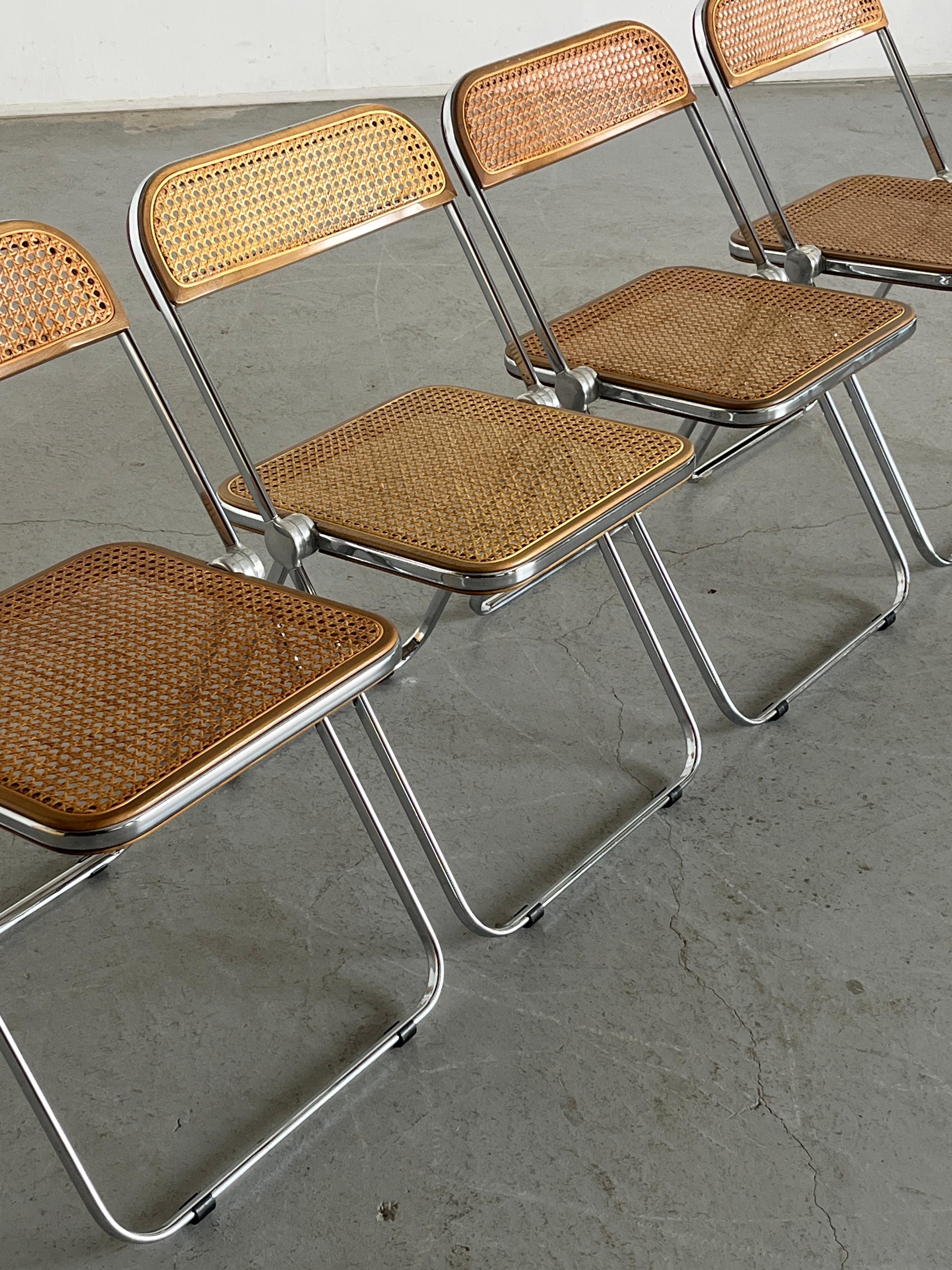 1 von 6 Seltene Vintage 'Cane 'Plia' Stühle von Giancarlo Piretti, 1990er Jahre Italien (Mitte des 20. Jahrhunderts) im Angebot