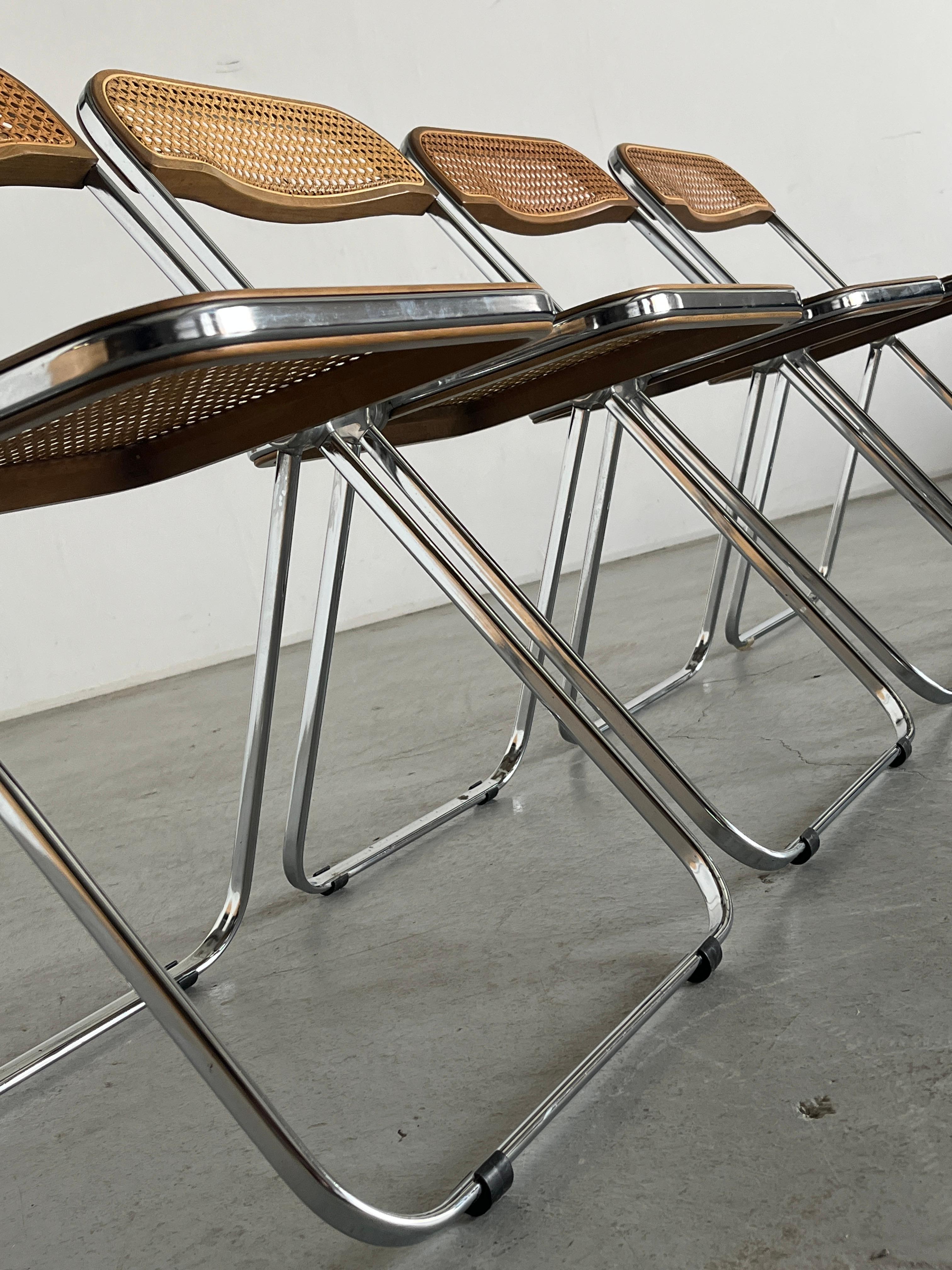 1 von 6 Seltene Vintage 'Cane 'Plia' Stühle von Giancarlo Piretti, 1990er Jahre Italien (Metall) im Angebot