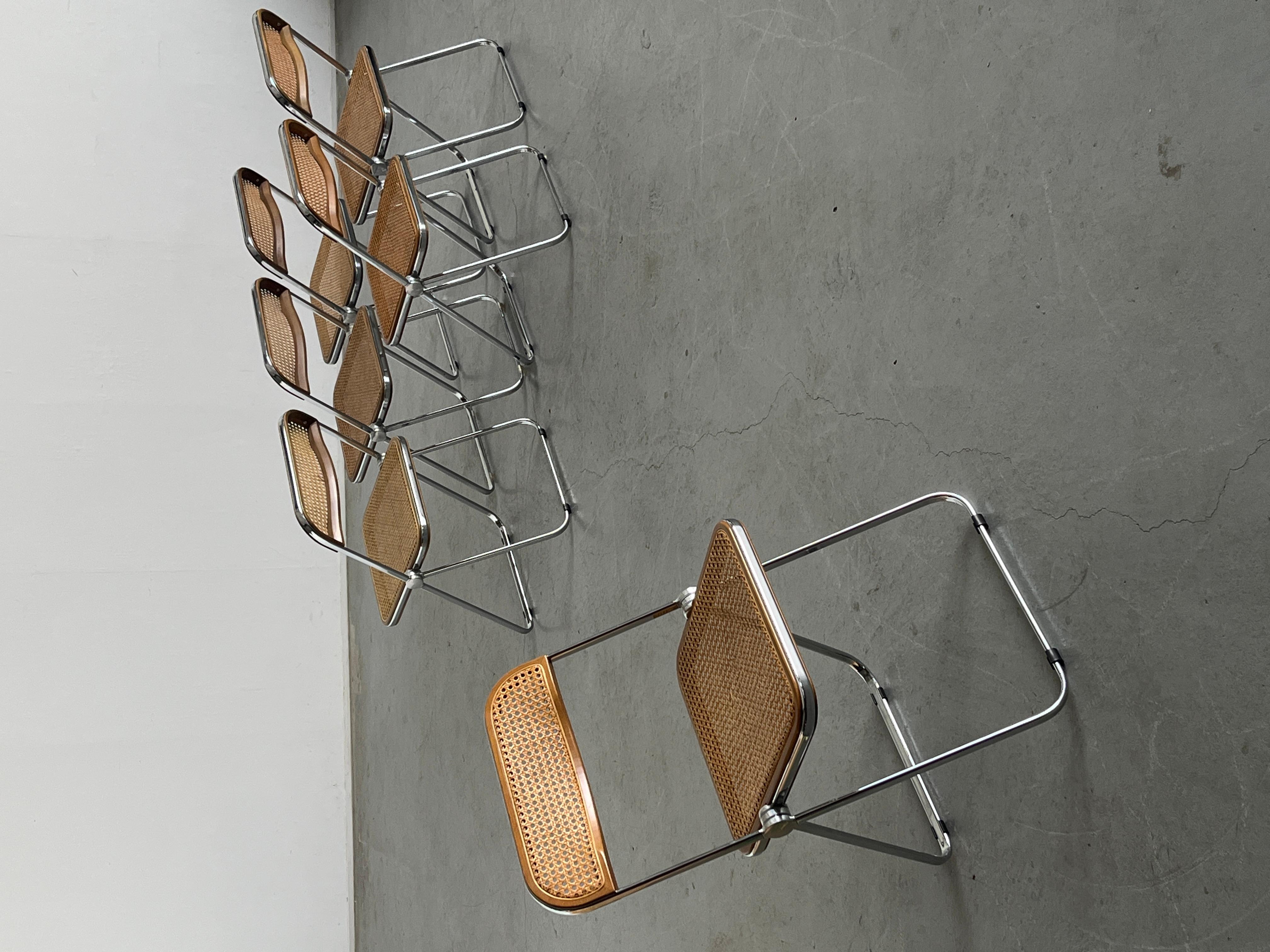 1 von 6 Seltene Vintage 'Cane 'Plia' Stühle von Giancarlo Piretti, 1990er Jahre Italien im Angebot 1