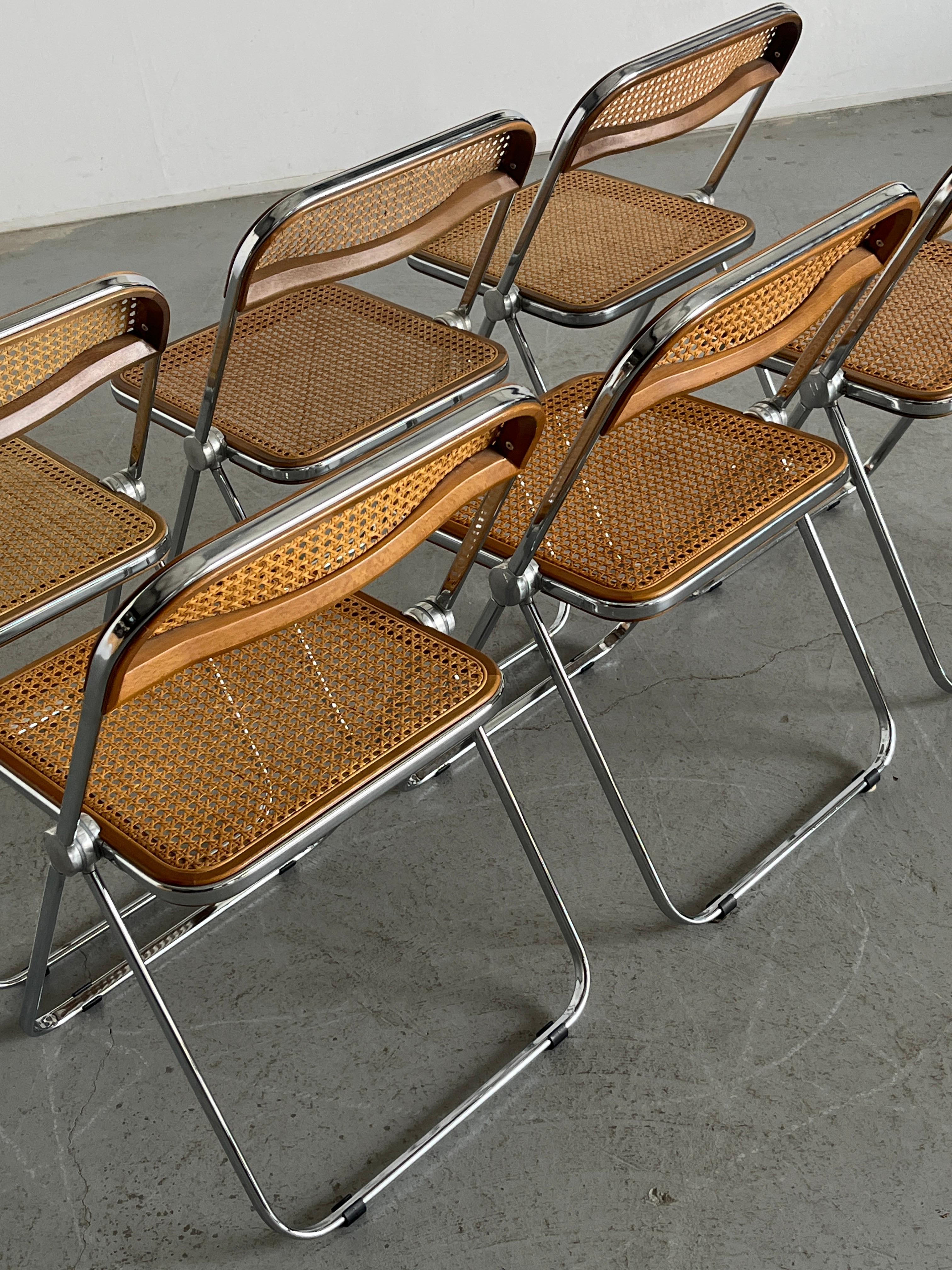 1 von 6 Seltene Vintage 'Cane 'Plia' Stühle von Giancarlo Piretti, 1990er Jahre Italien im Angebot 2