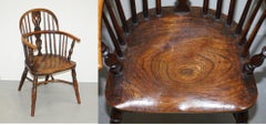 1 of 6 Solid Elm Windsor Armchairs circa 1860 English Countryhouse Furniture