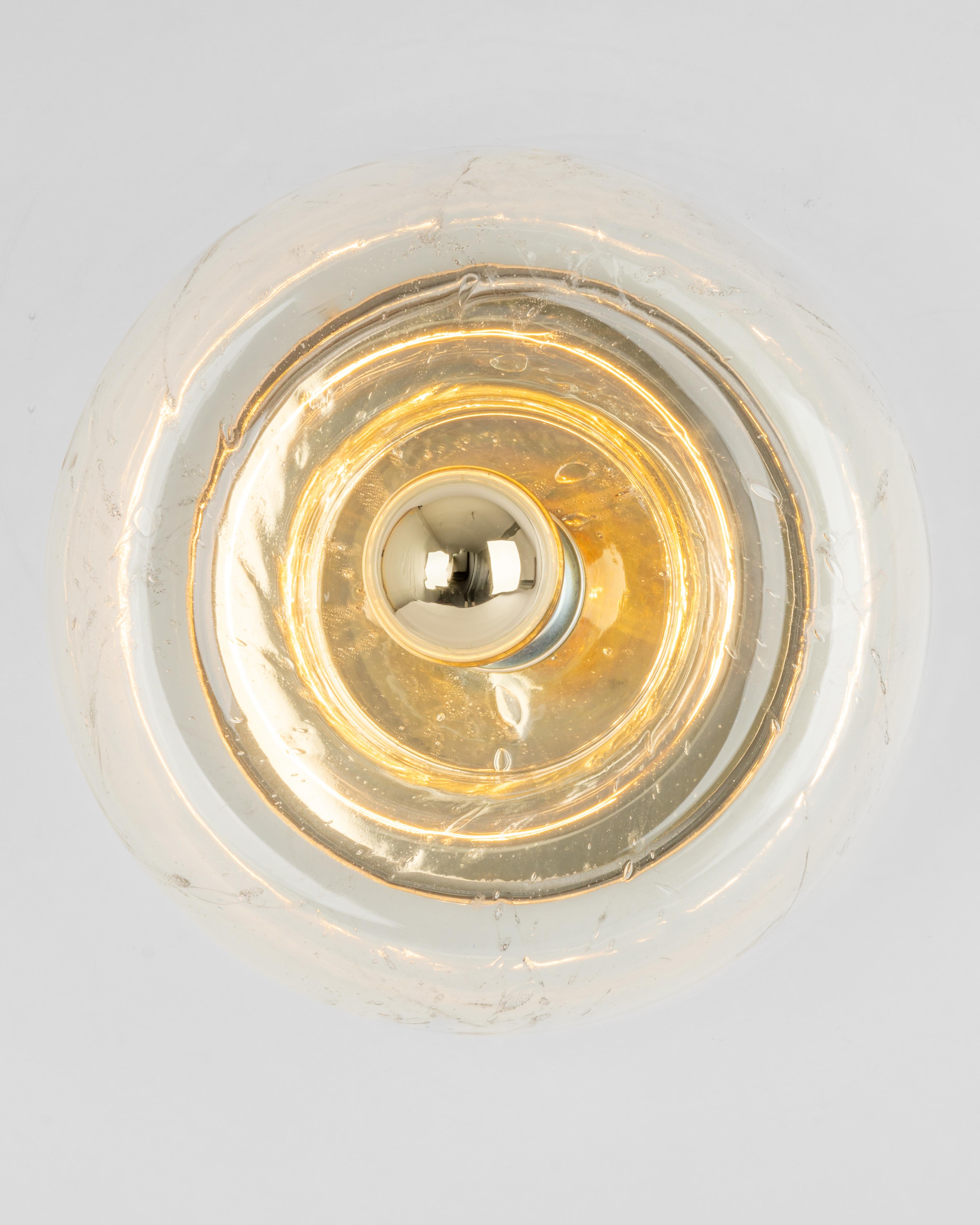 1 von 6 speziellen Wandleuchten aus klarem Glas in Nussbaumholzform von Doria, Deutschland, 1960er Jahre im Angebot 4