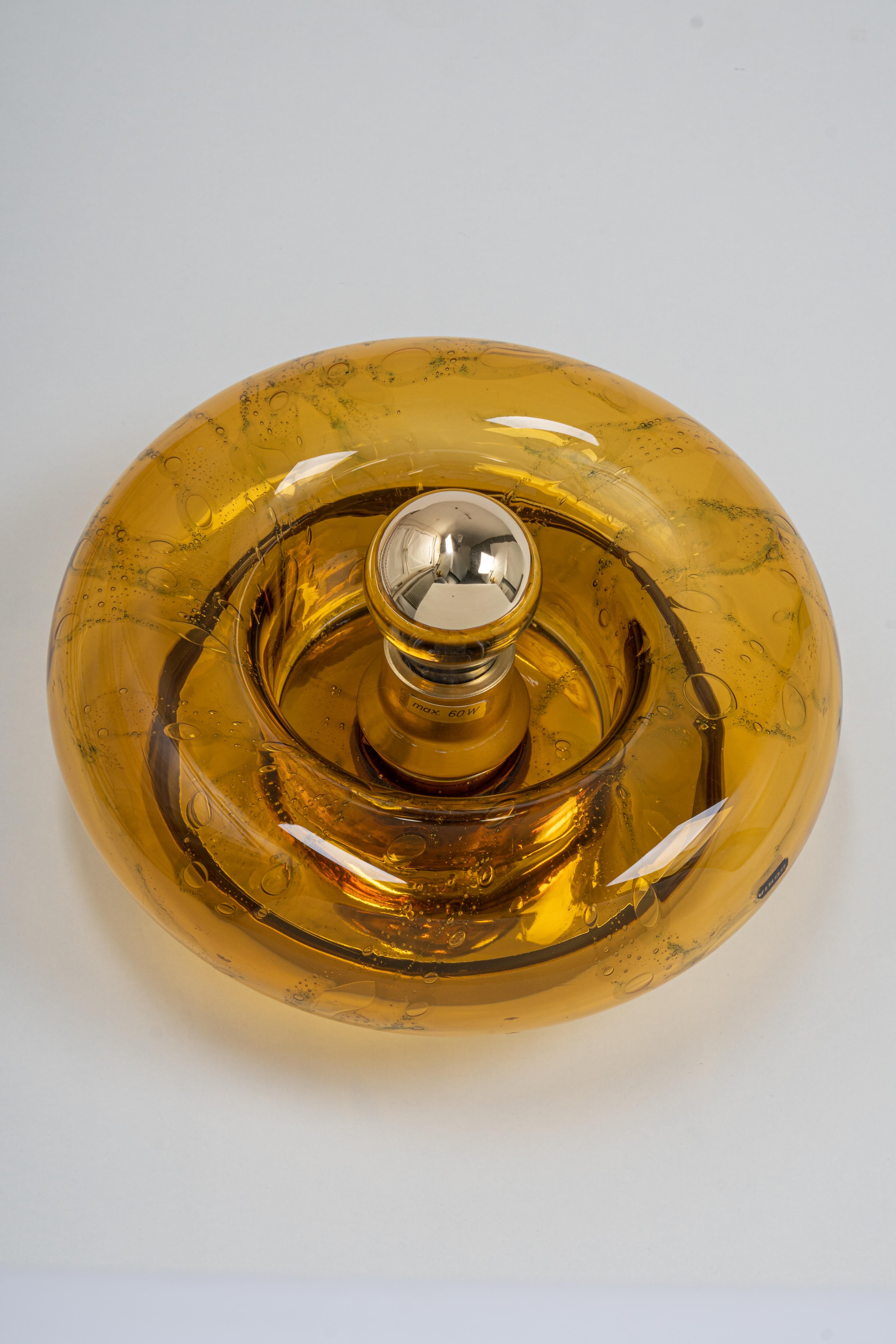 Mid-Century Modern 1 of 6 Special Smoked Glass Wall Light Doughnut Shape by Doria, Germany, 1960s For Sale