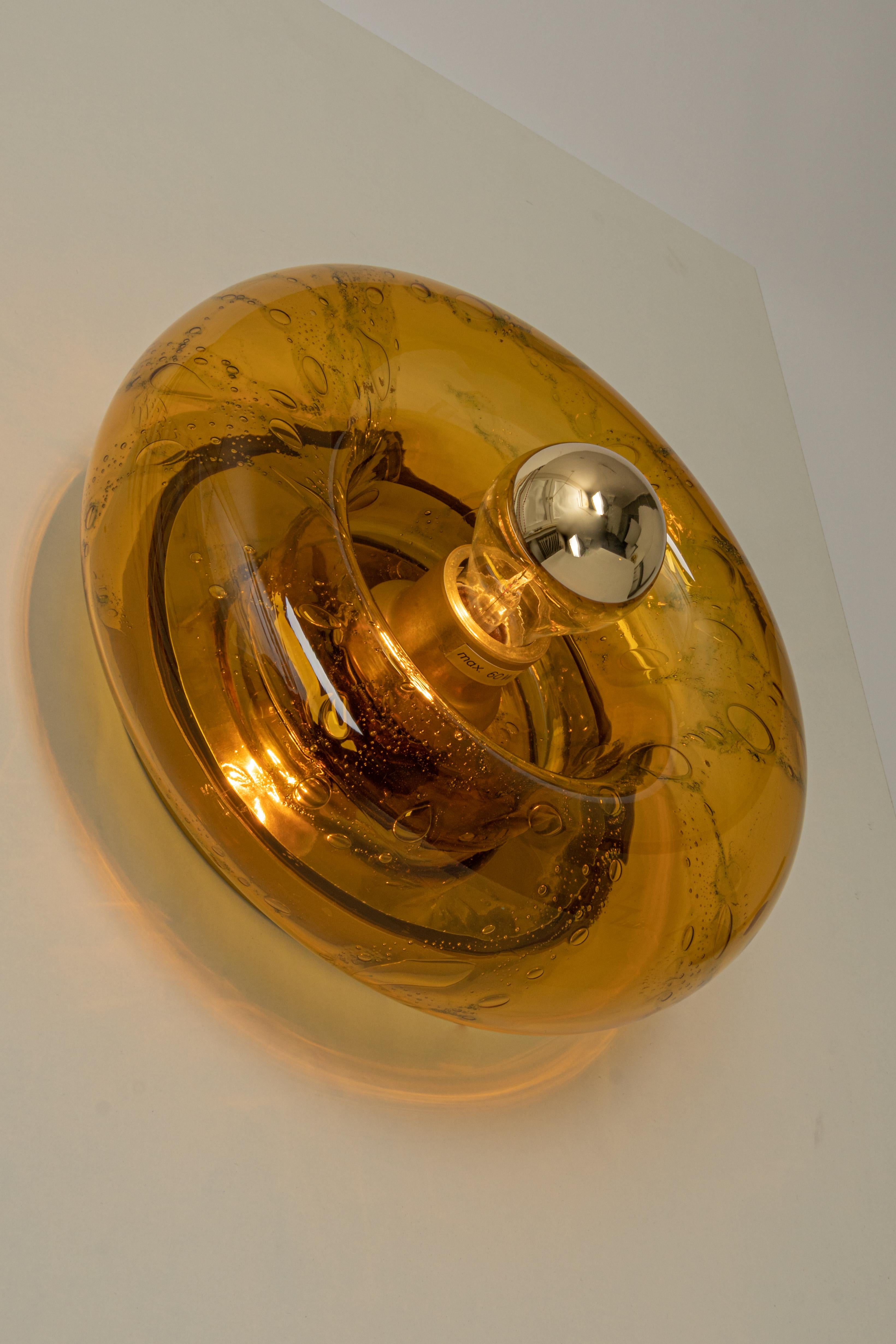 1 of 6 Special Smoked Glass Wall Light Doughnut Shape by Doria, Germany, 1960s For Sale 2