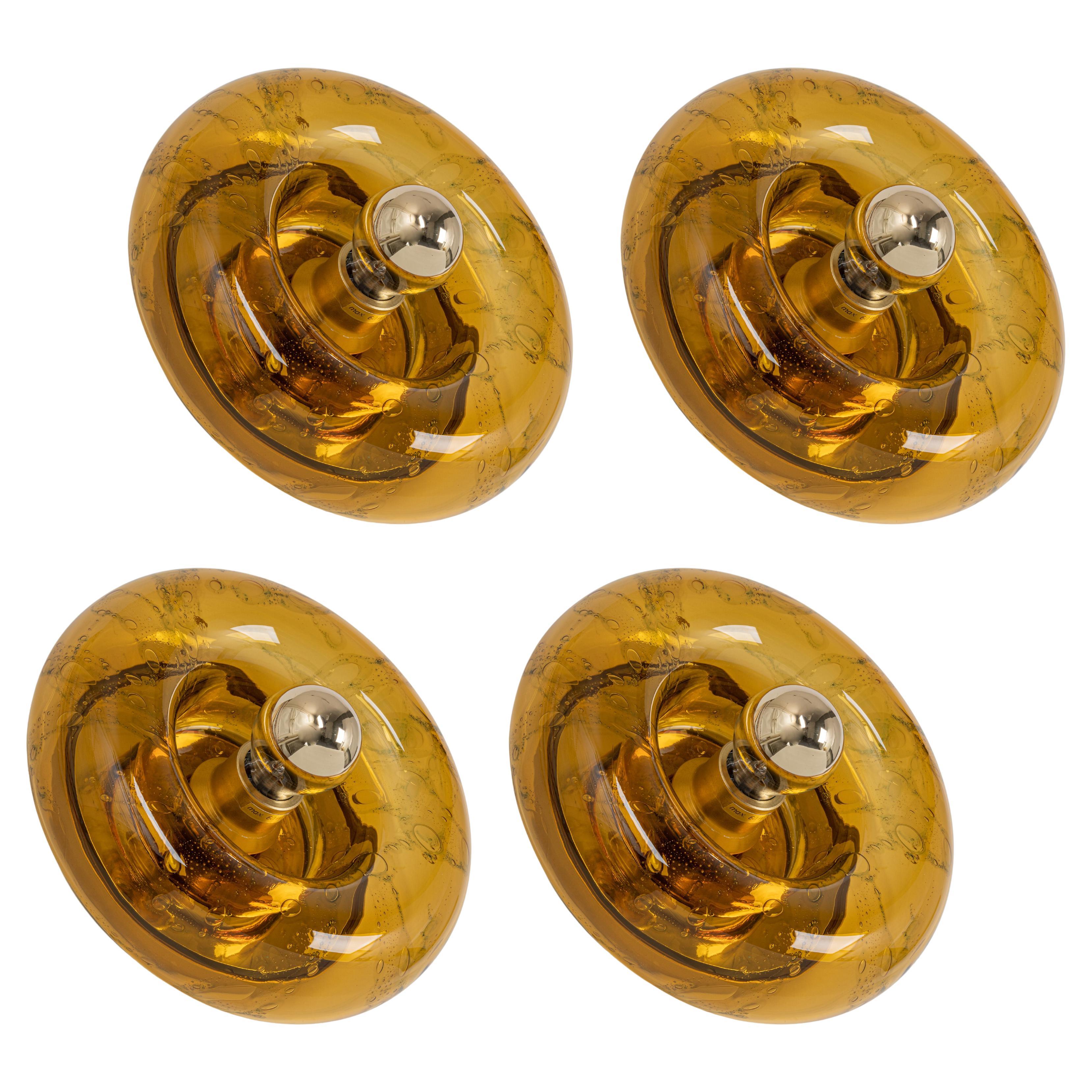 1 of 6 Special Smoked Glass Wall Light Doughnut Shape by Doria, Germany, 1960s For Sale