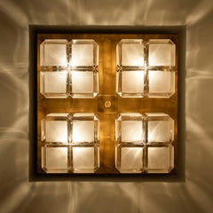 1 of 6 Square Shaped Gold Milkglass Wall Lights Flush Mounts by Glashütte