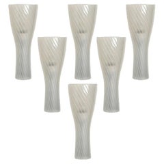 1 of 6 Striped Clear White Glass Wall Lights by Gangkofner for Peill, Germany