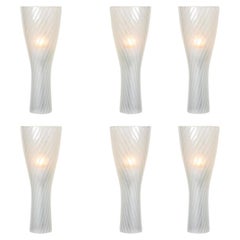 1 of 6 Striped Clear White Glass Wall Lights by Gangkofner for Peill, Germany