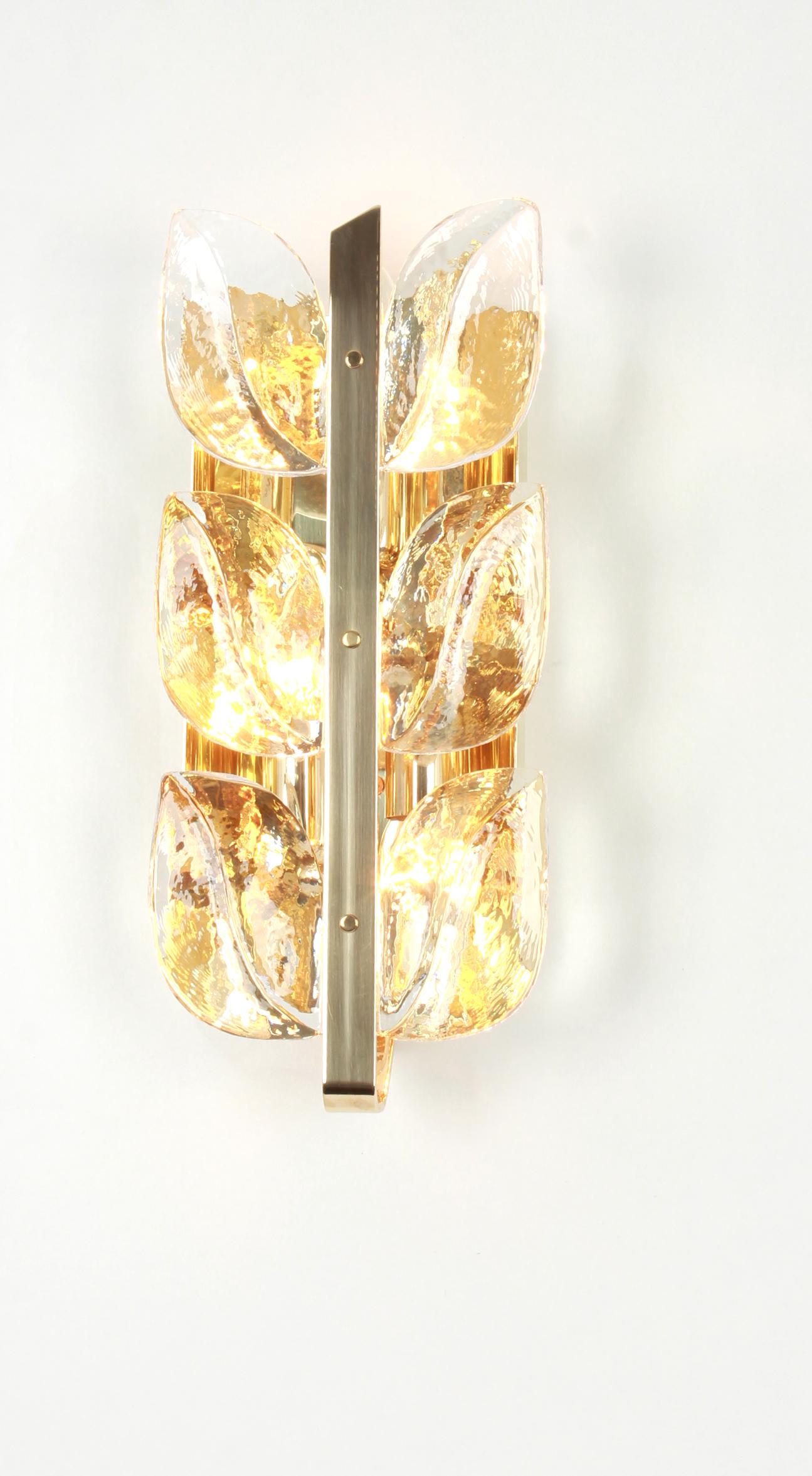 1 von 6 beeindruckenden großen Murano Wandleuchten von Kalmar Lighting, Florida, 1970er Jahre (Ende des 20. Jahrhunderts) im Angebot