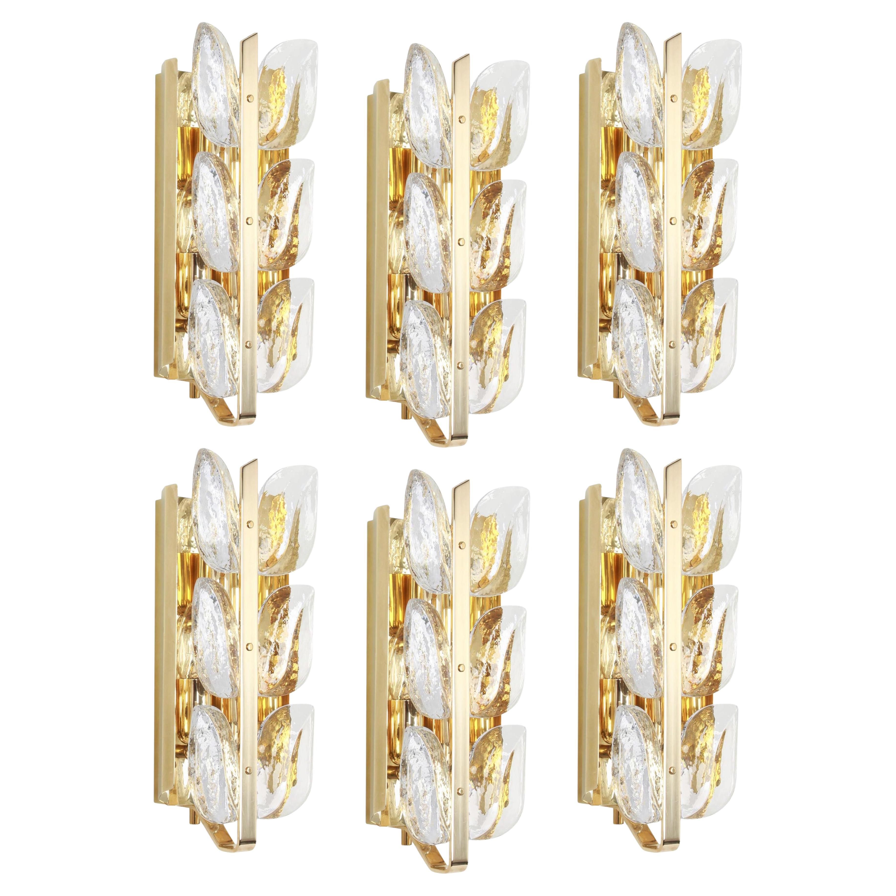 1 of 6 Stunning Large Kalmar Murano Sconce Wall Lights, Florida, 1970s
