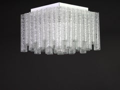 1 de 6 Impresionante Flushmount de Tubos de Vidrio Helado de Murano de Doria, Alemania, años 60