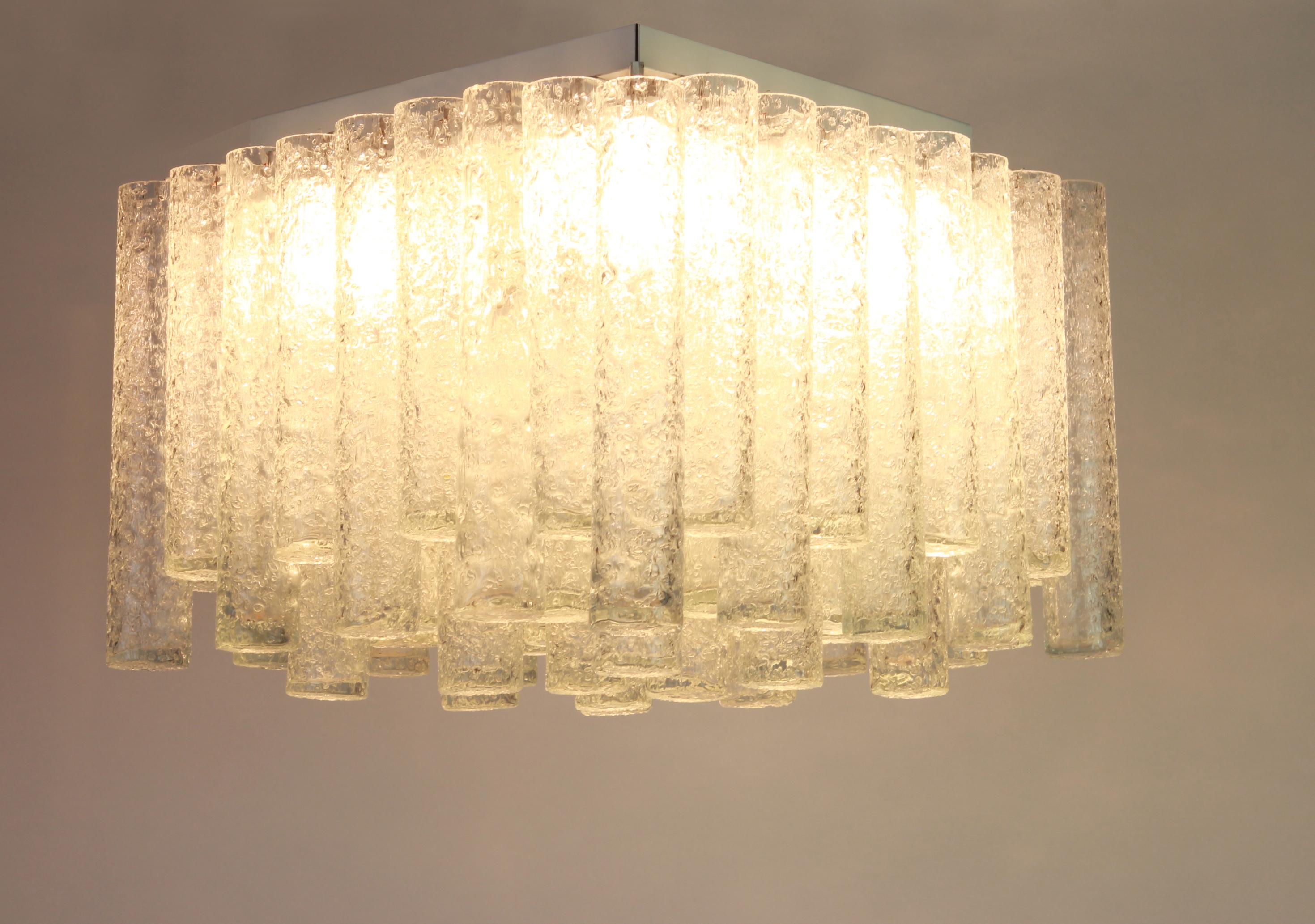 1 von 6 atemberaubenden Murano-Eisglasröhren Einbaubeleuchtung von Doria, Deutschland, 1960er Jahre (Muranoglas) im Angebot