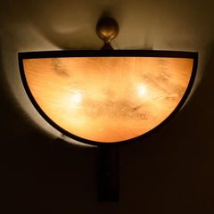 1 of 6 Thin Art Deco Style Marble Colored Opal Glass Wall Lights, 1960