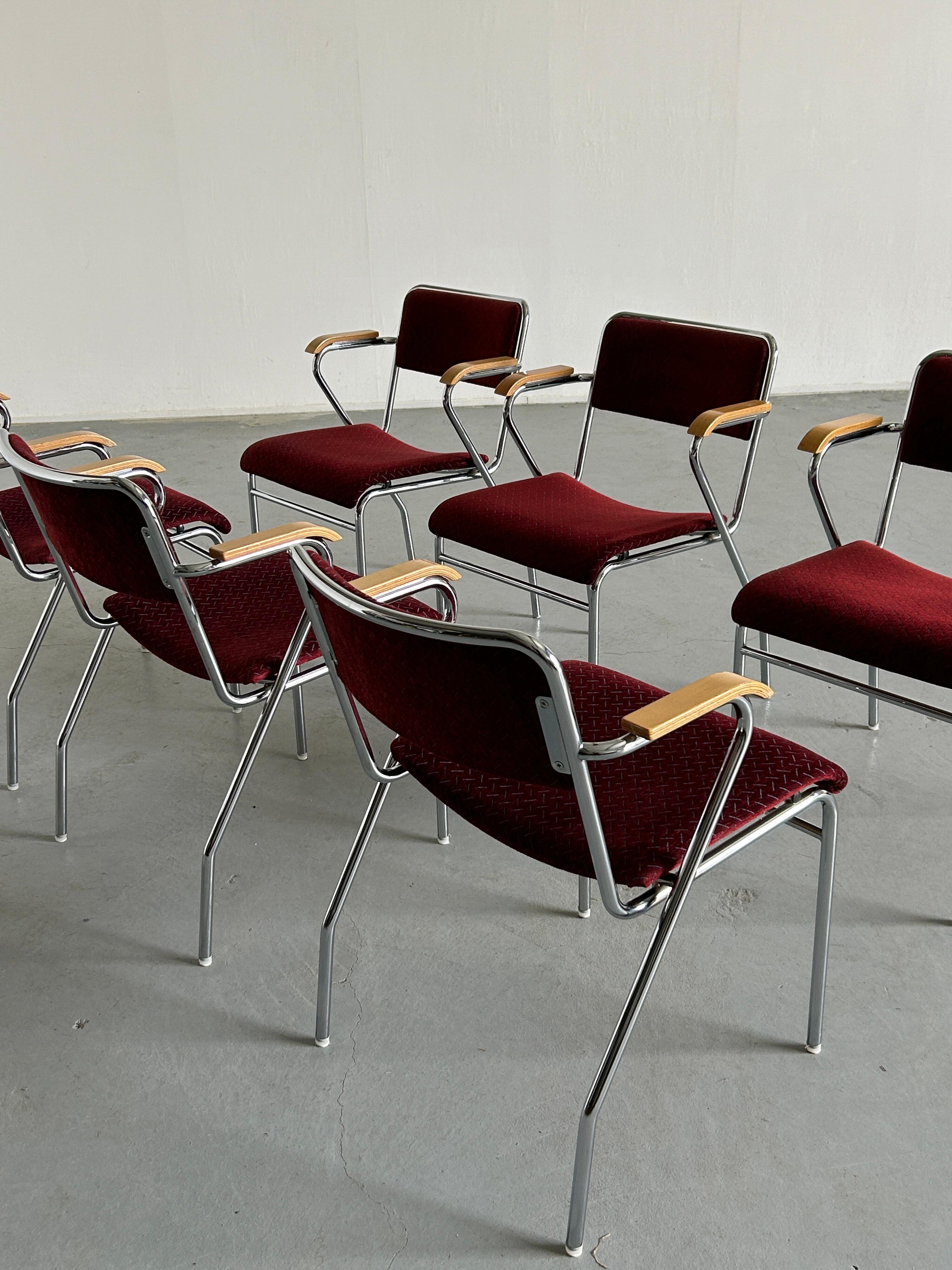 1 of 6 Vintage Bauhaus Design Upholstered Armchairs, 1960s Germany 4