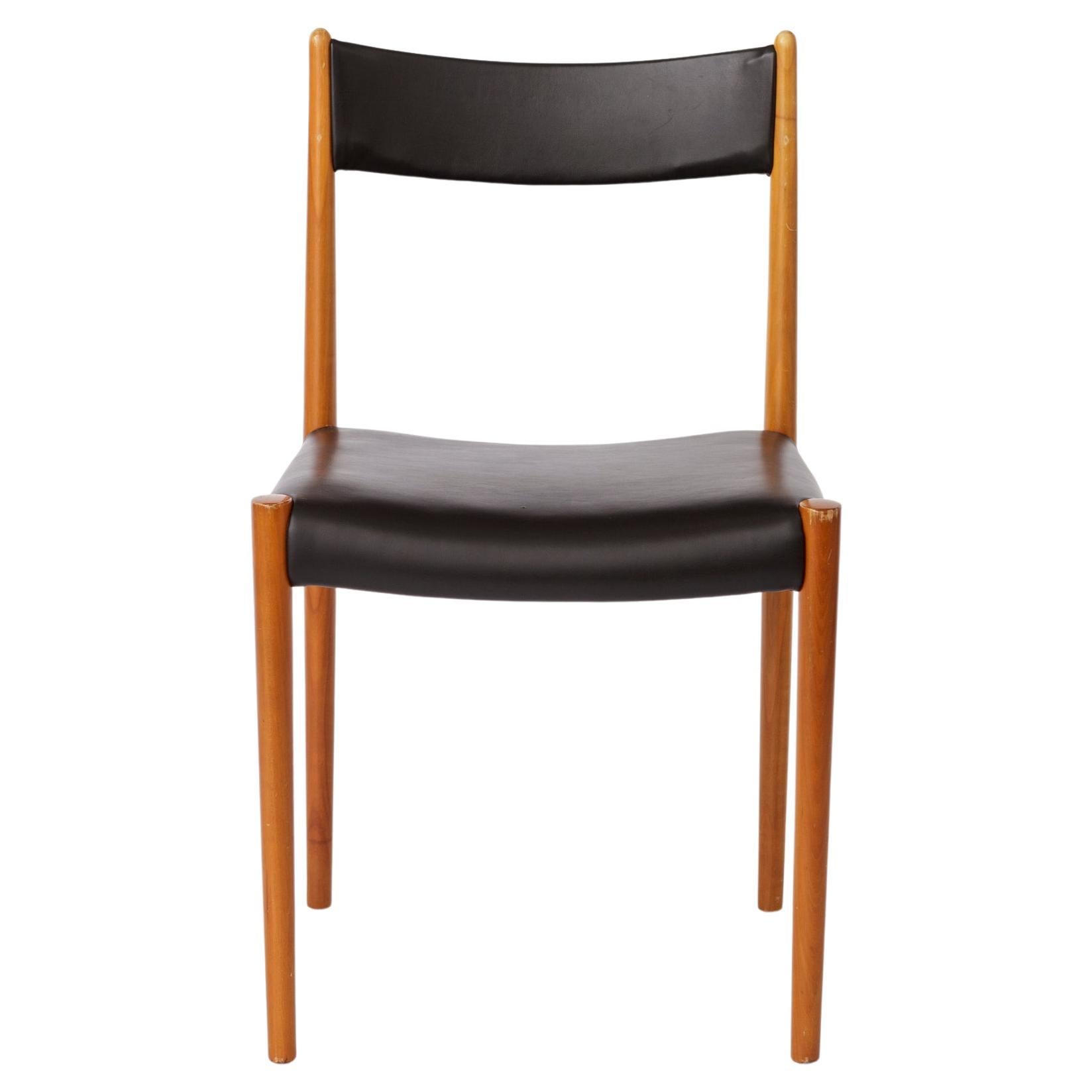 1 of 6 Vintage German Dining Chair by Lübke, 1970s, Beech Wood 
Faux Leather For Sale