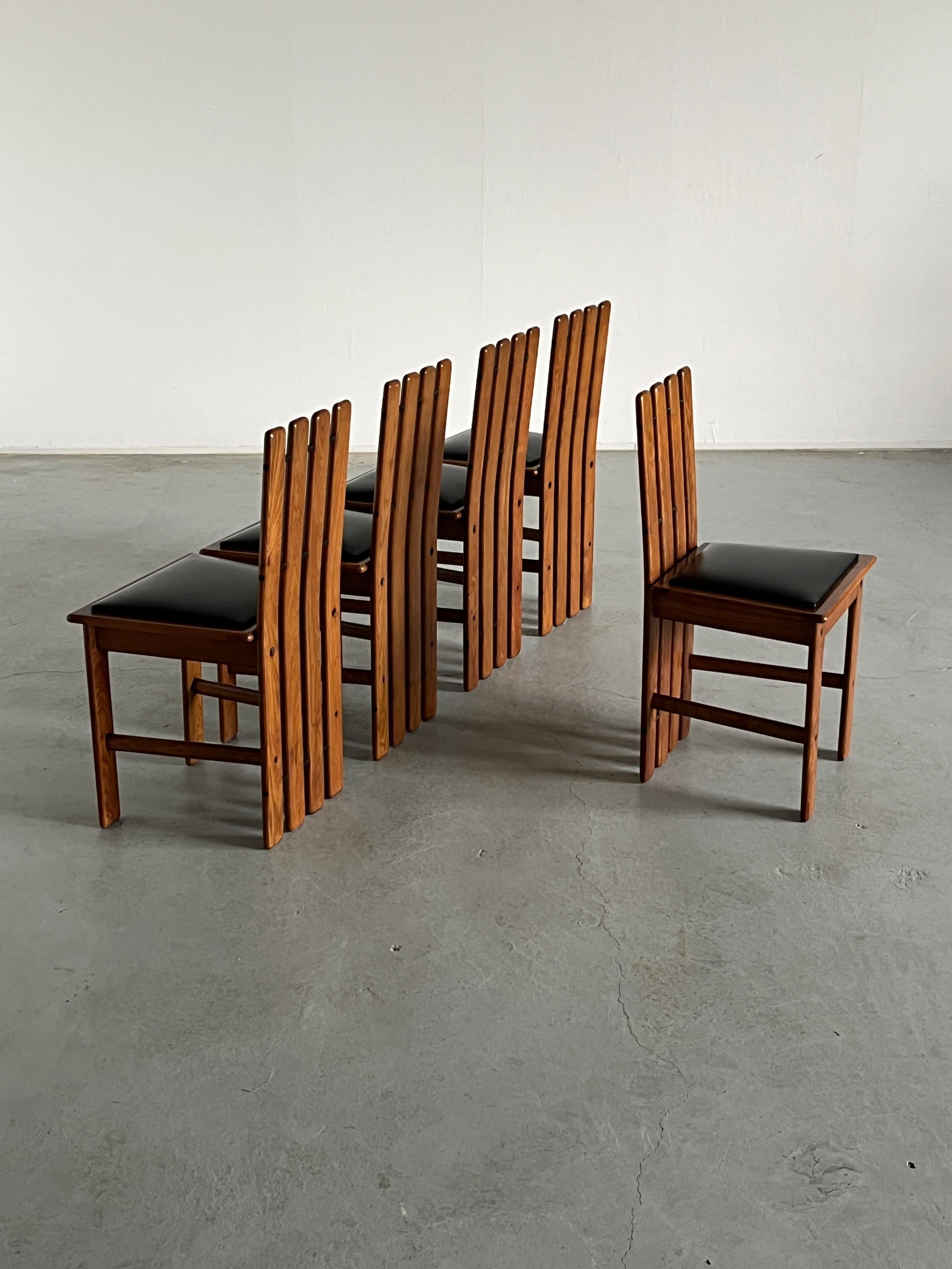 Fin du 20e siècle 1 de 6 chaises de salle à manger vintage du milieu du siècle dans le style de Mario Marenco, Italie des années 70 en vente