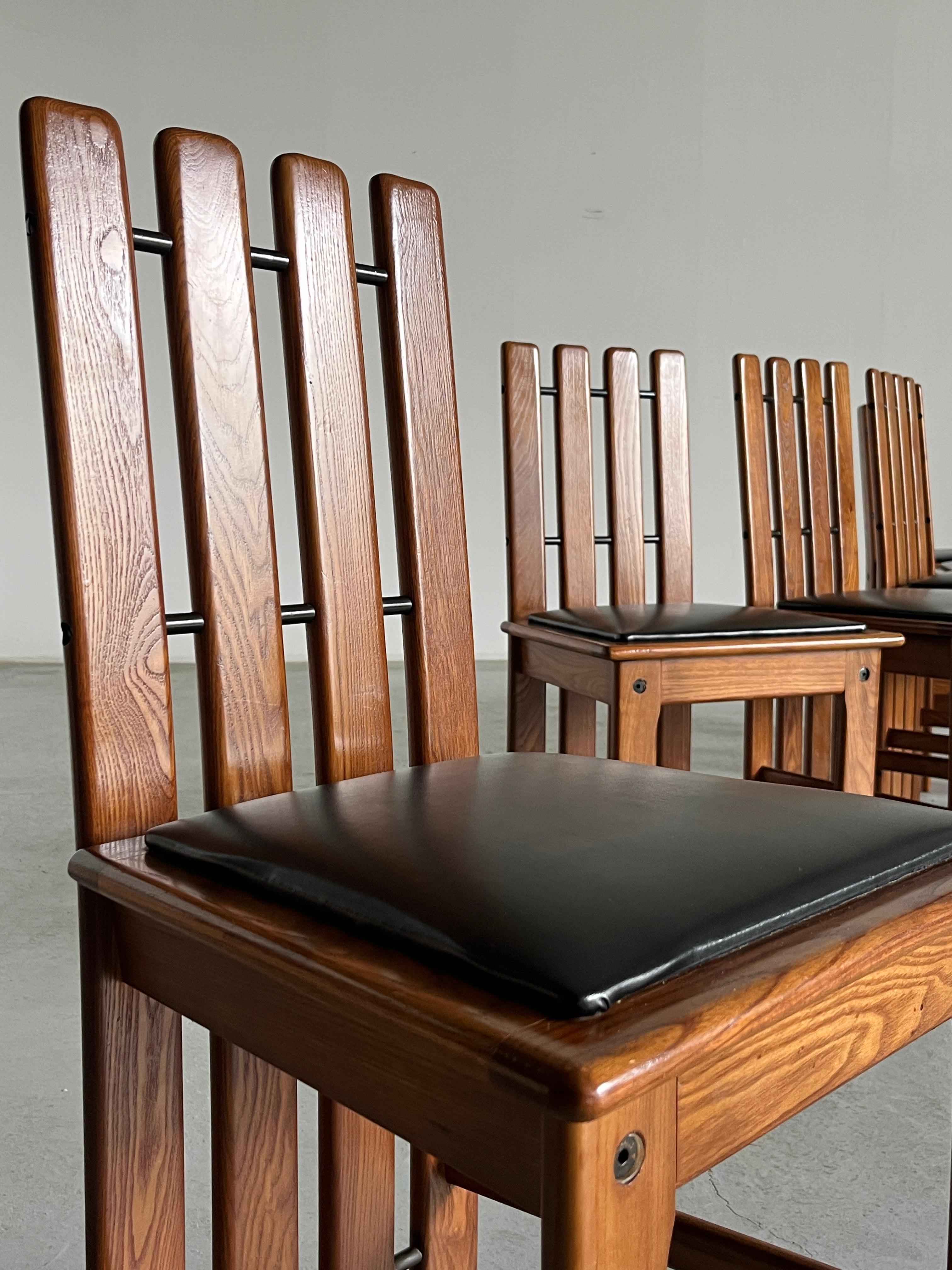 1 de 6 chaises de salle à manger vintage du milieu du siècle dans le style de Mario Marenco, Italie des années 70 en vente 2