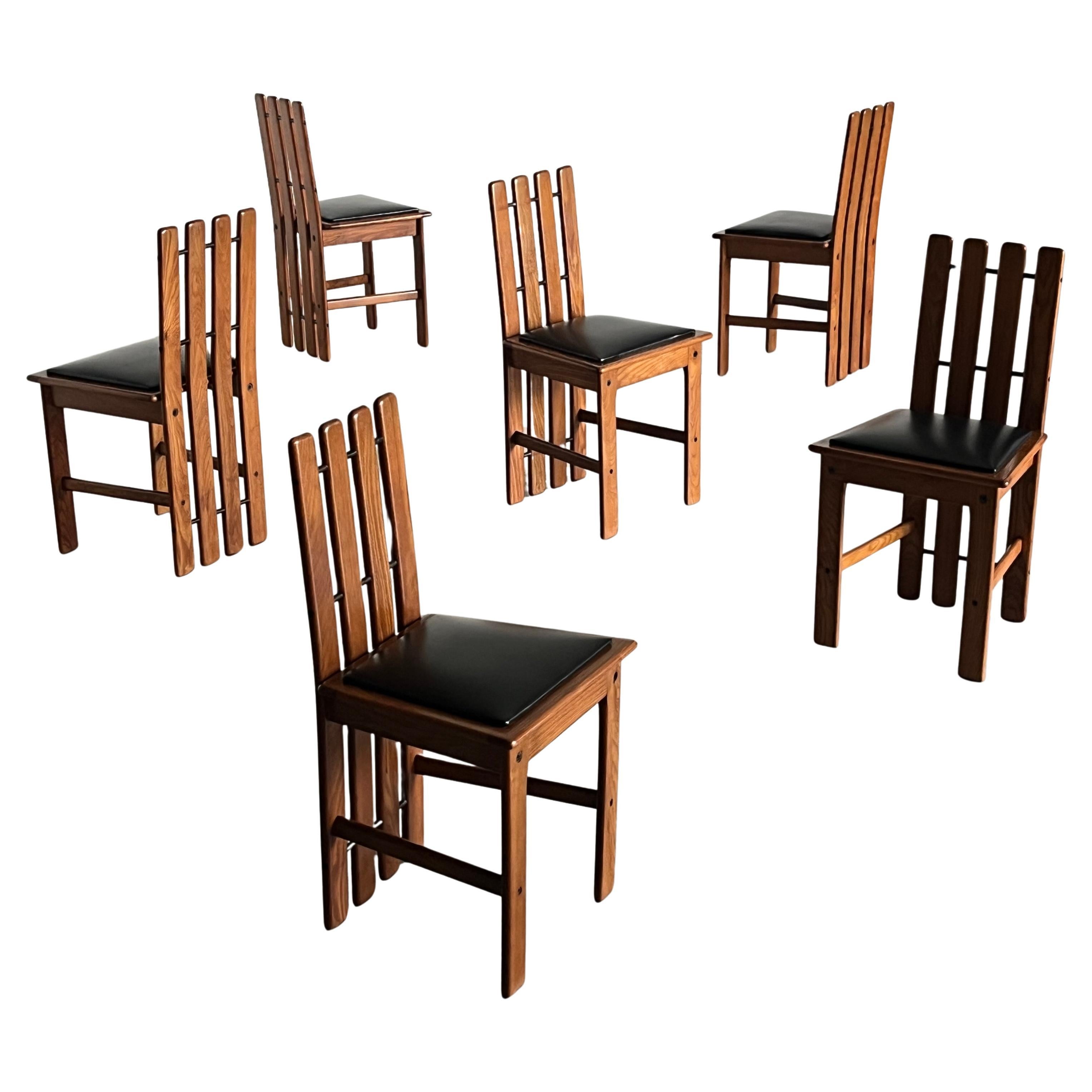 1 of 6 Vintage Mid-Century Dining Chairs in Style of Mario Marenco, 70s Italy