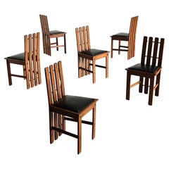 1 of 6 Vintage Mid-Century Dining Chairs in Style of Mario Marenco, 70s Italy