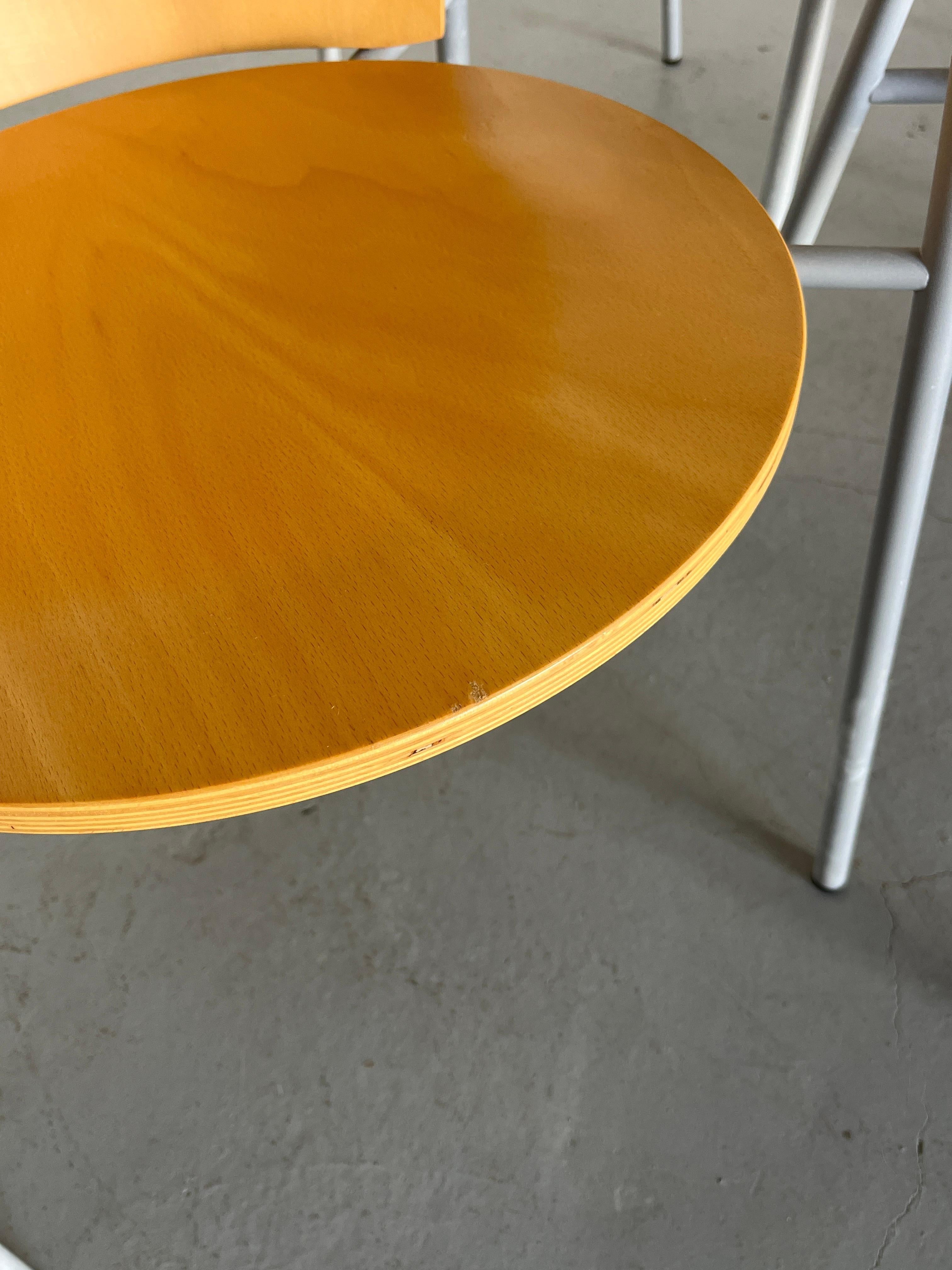 1 of 6 Vintage Postmodern Geometrical Armchairs, Bent Plywood and Metal, Italy For Sale 12