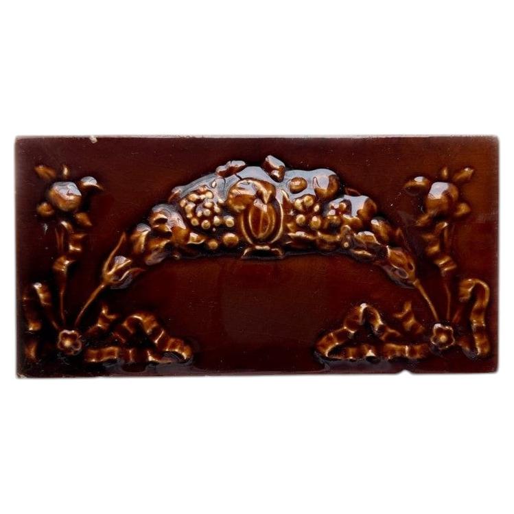 1 of 65 Art Nouveau Relief Border Tiles, Morialmé, circa 1930s For Sale