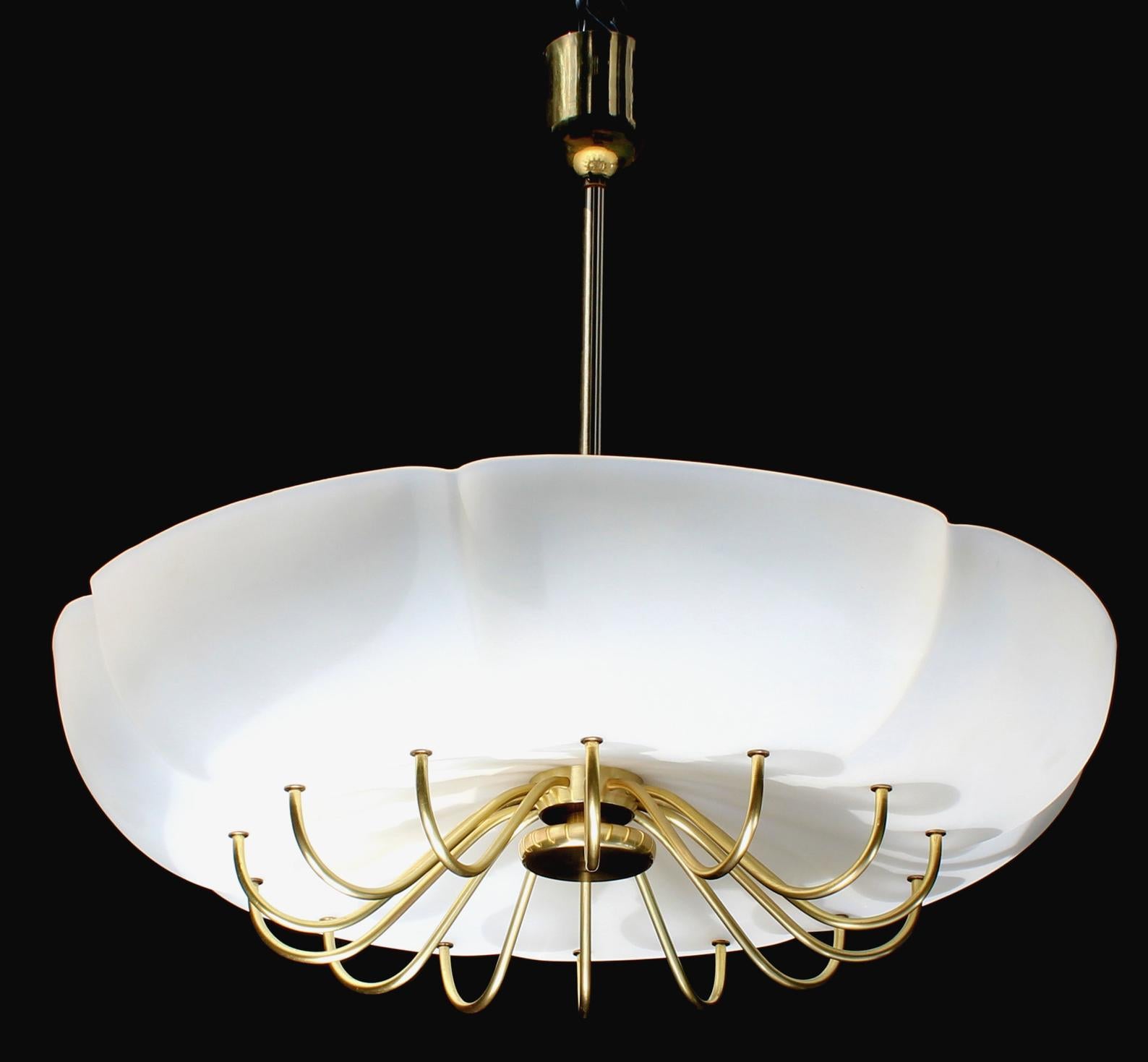 Mid-Century Modern 1 of 5 Ballroom Shell Brass Chandeliers, Germany, 1950s For Sale