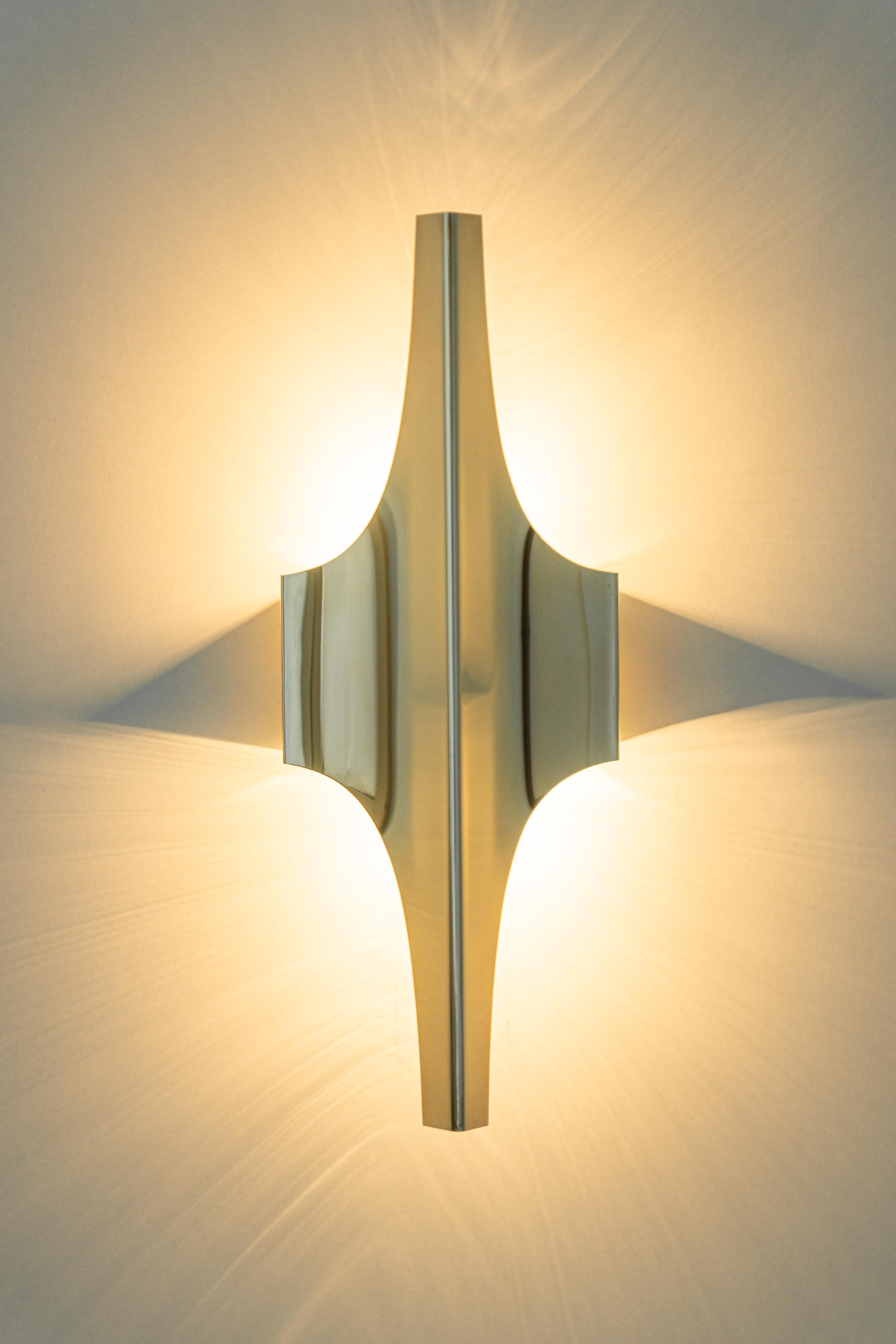 Mid-Century Modern 1 of 22 Brass Glass Wall Sconces by Doria, Germany, 1970s For Sale