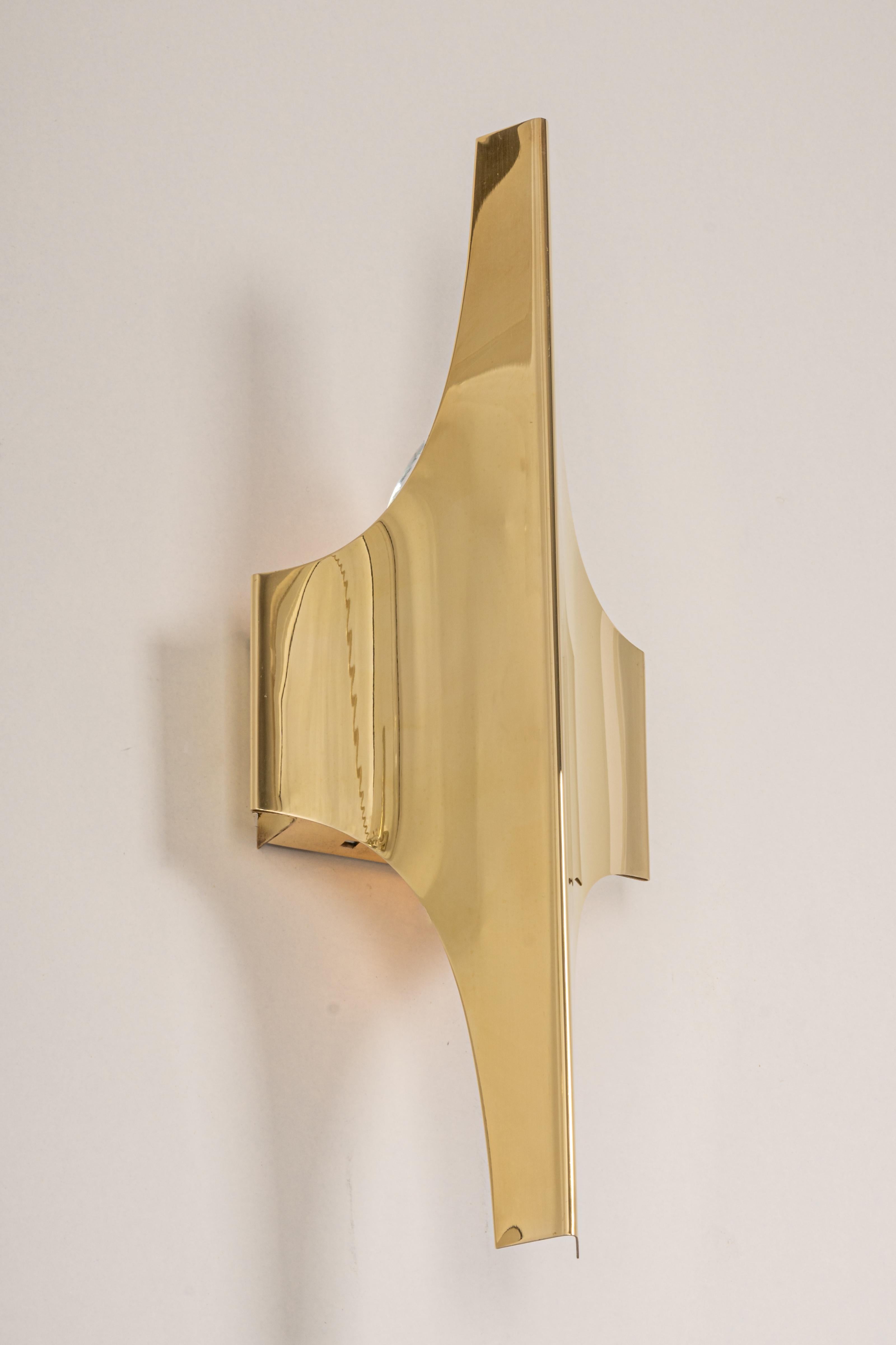 1 of 22 Brass Glass Wall Sconces by Doria, Germany, 1970s For Sale 2