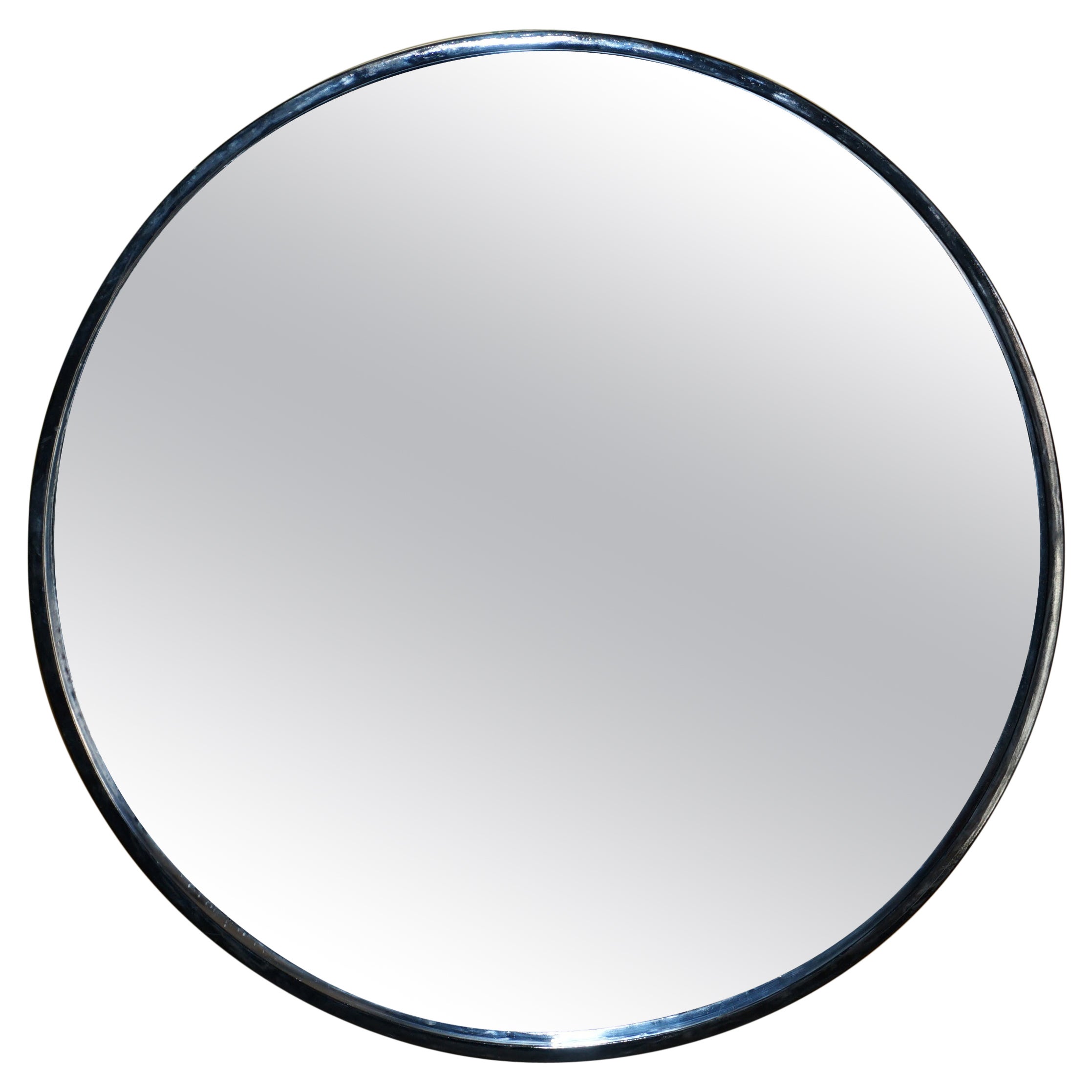 1 of 7 Ebonised Black Round Wall Mirrors, Lovely Display Pieces