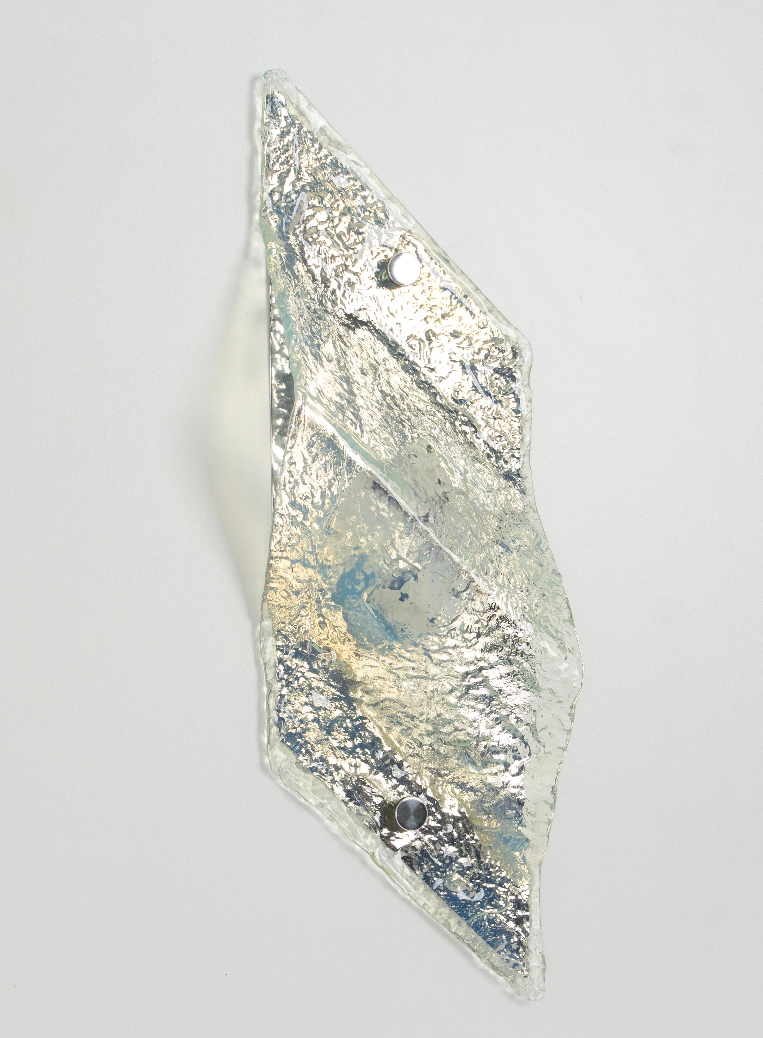 Italian 1 of 7 Large Blue Murano Glass Wall Lamp by Carlo Nason for Mazzega, Italy, 70s For Sale
